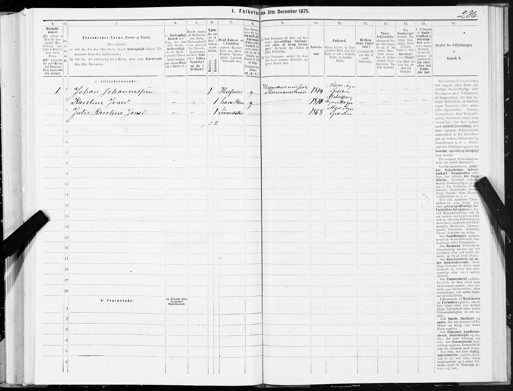 SAT, 1875 census for 1731P Sparbu, 1875, p. 2236