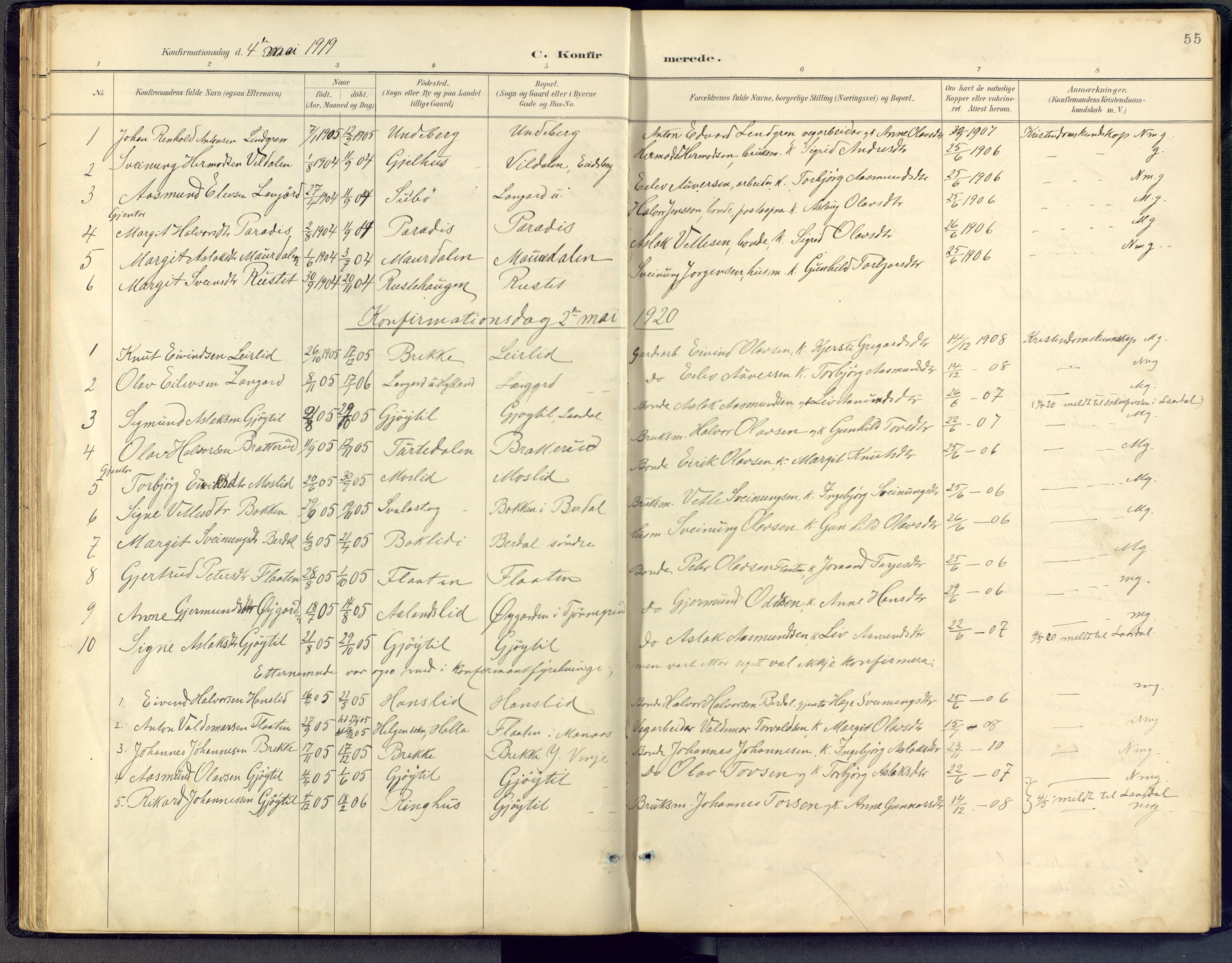 Vinje kirkebøker, SAKO/A-312/F/Fb/L0002: Parish register (official) no. II 2, 1887-1925, p. 55