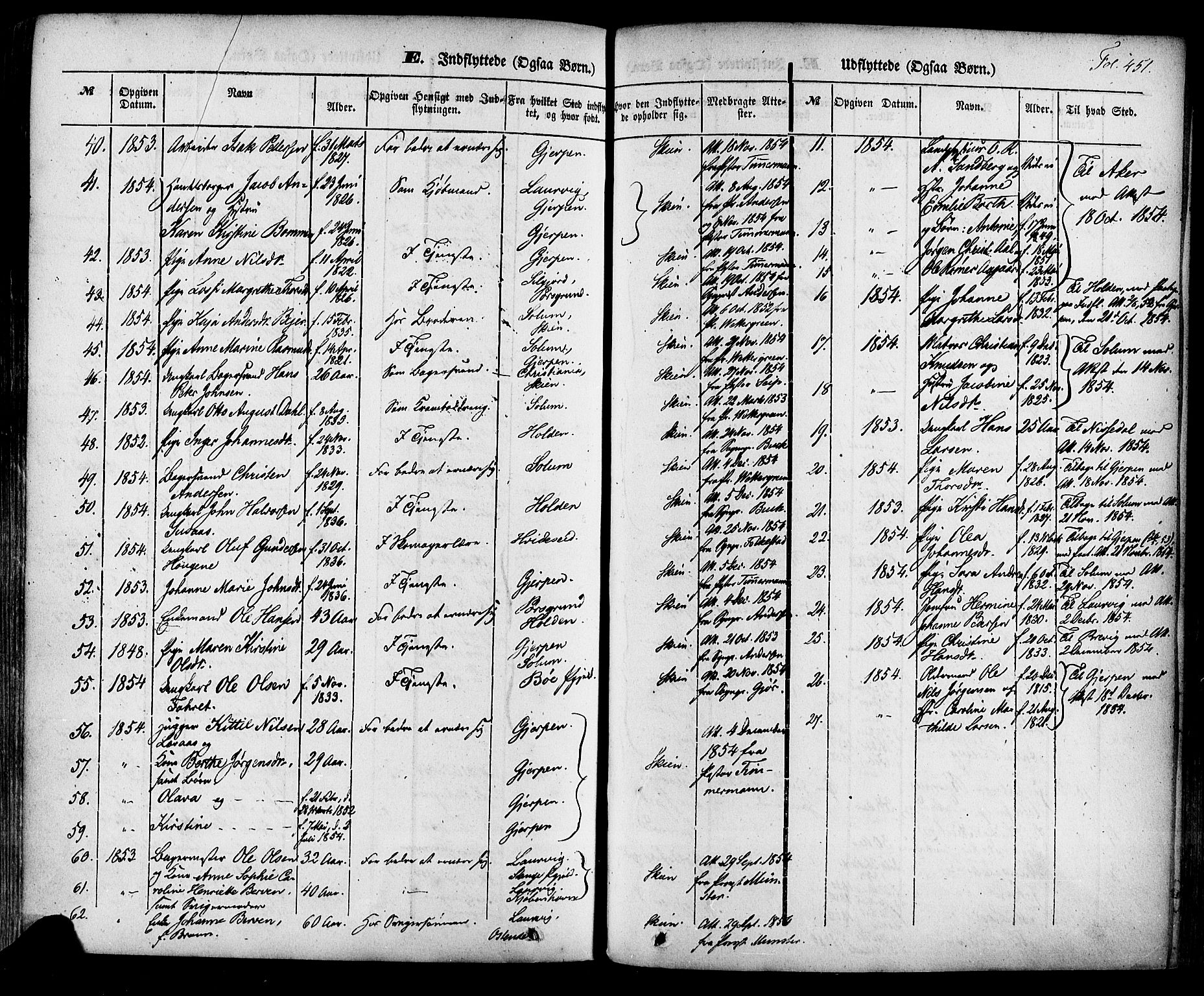 Skien kirkebøker, SAKO/A-302/F/Fa/L0006a: Parish register (official) no. 6A, 1843-1856, p. 451
