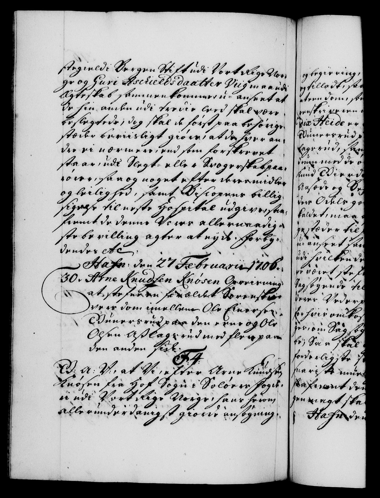 Danske Kanselli 1572-1799, AV/RA-EA-3023/F/Fc/Fca/Fcaa/L0019: Norske registre, 1704-1707, p. 316b