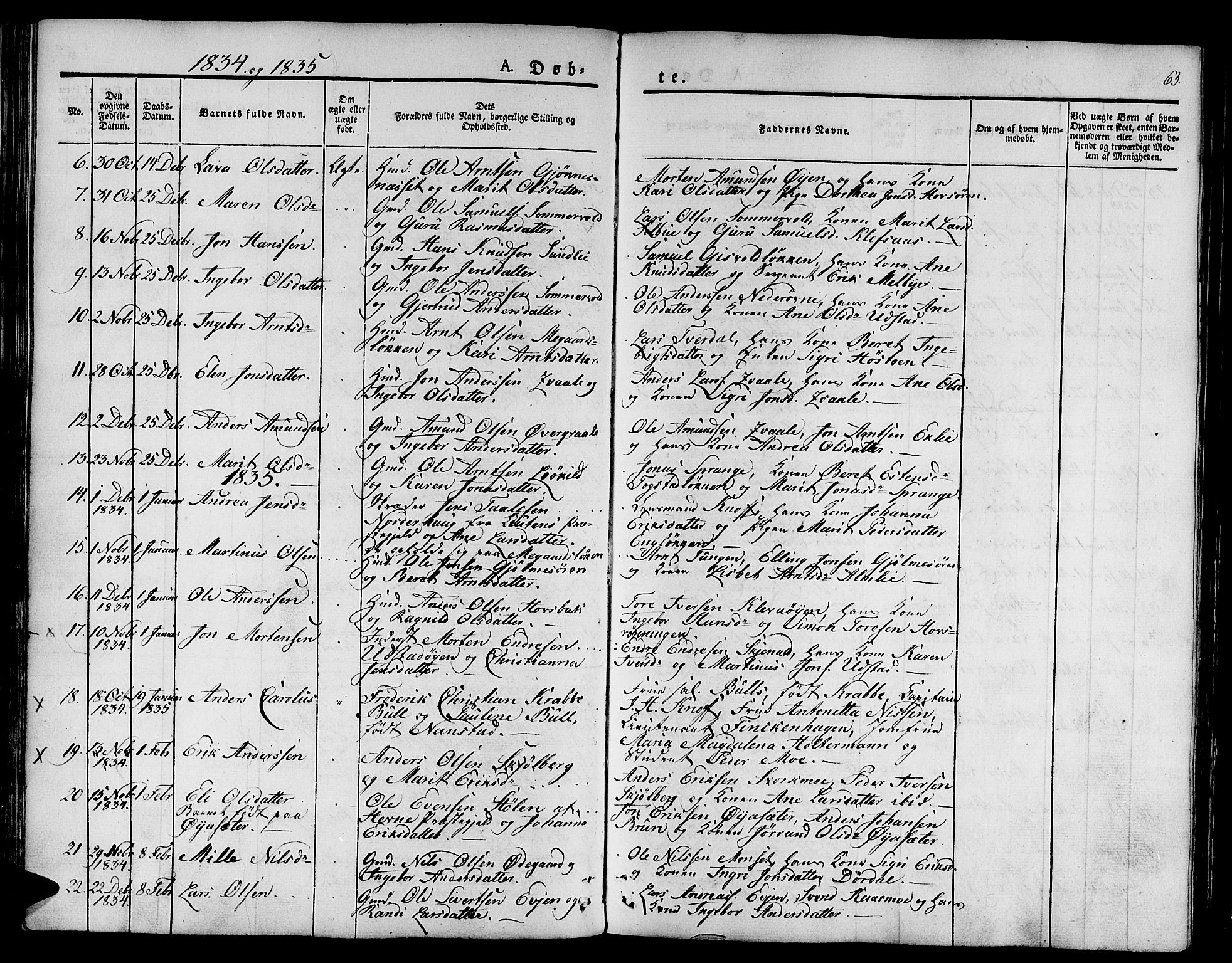 Ministerialprotokoller, klokkerbøker og fødselsregistre - Sør-Trøndelag, SAT/A-1456/668/L0804: Parish register (official) no. 668A04, 1826-1839, p. 63