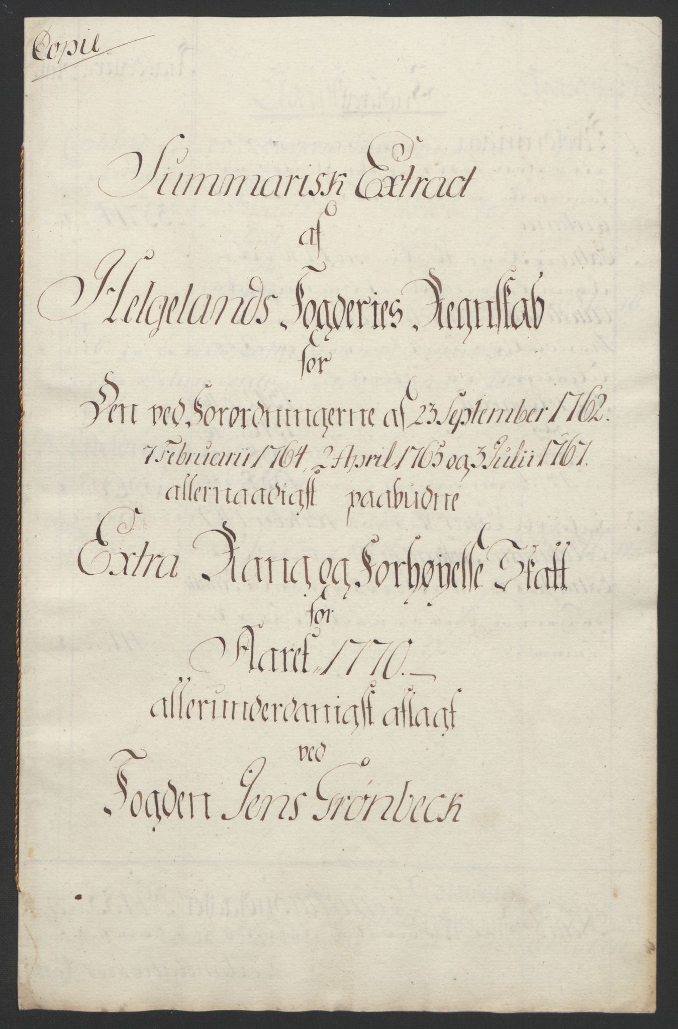 Rentekammeret inntil 1814, Reviderte regnskaper, Fogderegnskap, AV/RA-EA-4092/R65/L4573: Ekstraskatten Helgeland, 1762-1772, p. 261