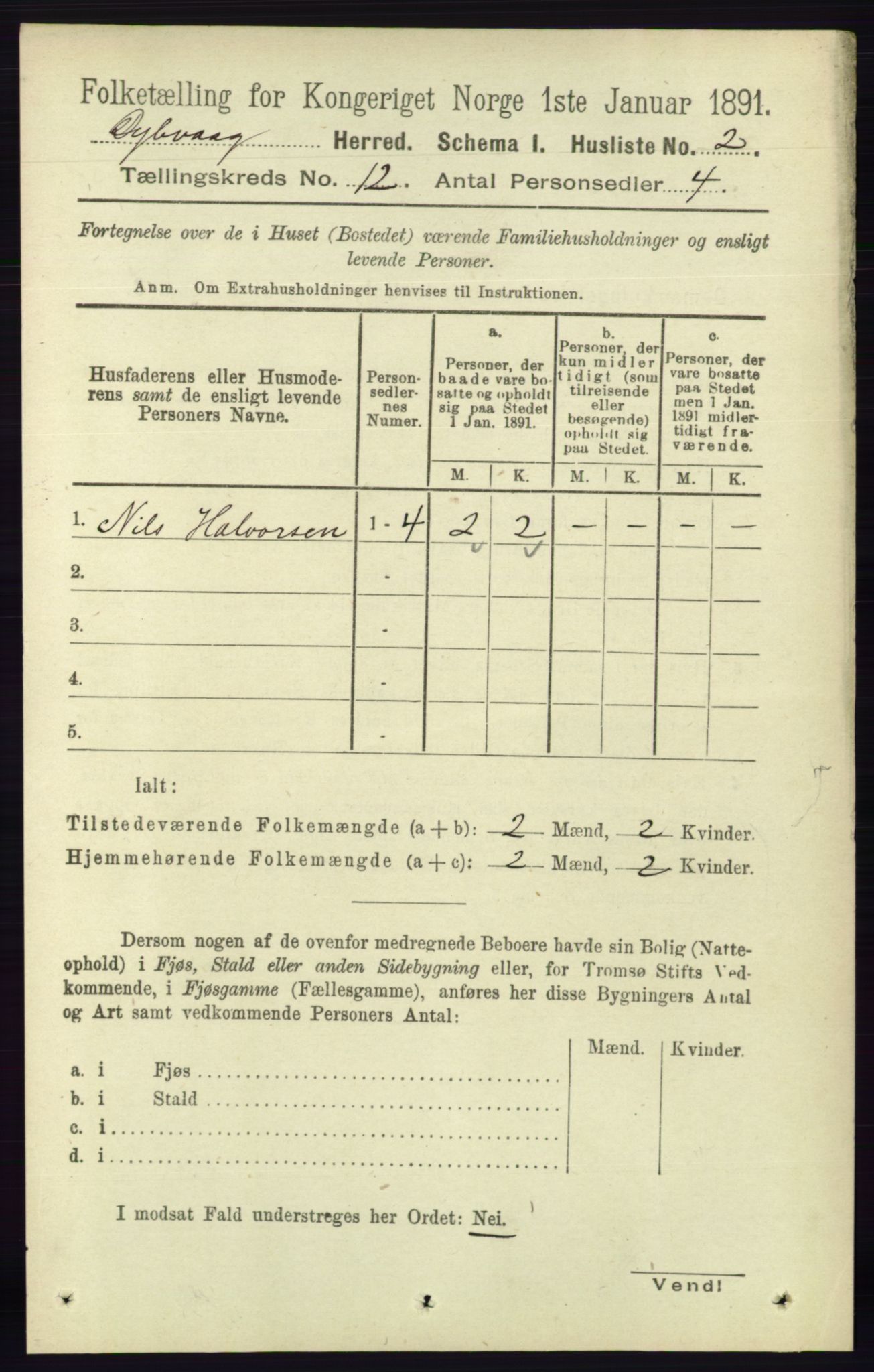 RA, 1891 census for 0915 Dypvåg, 1891, p. 4663