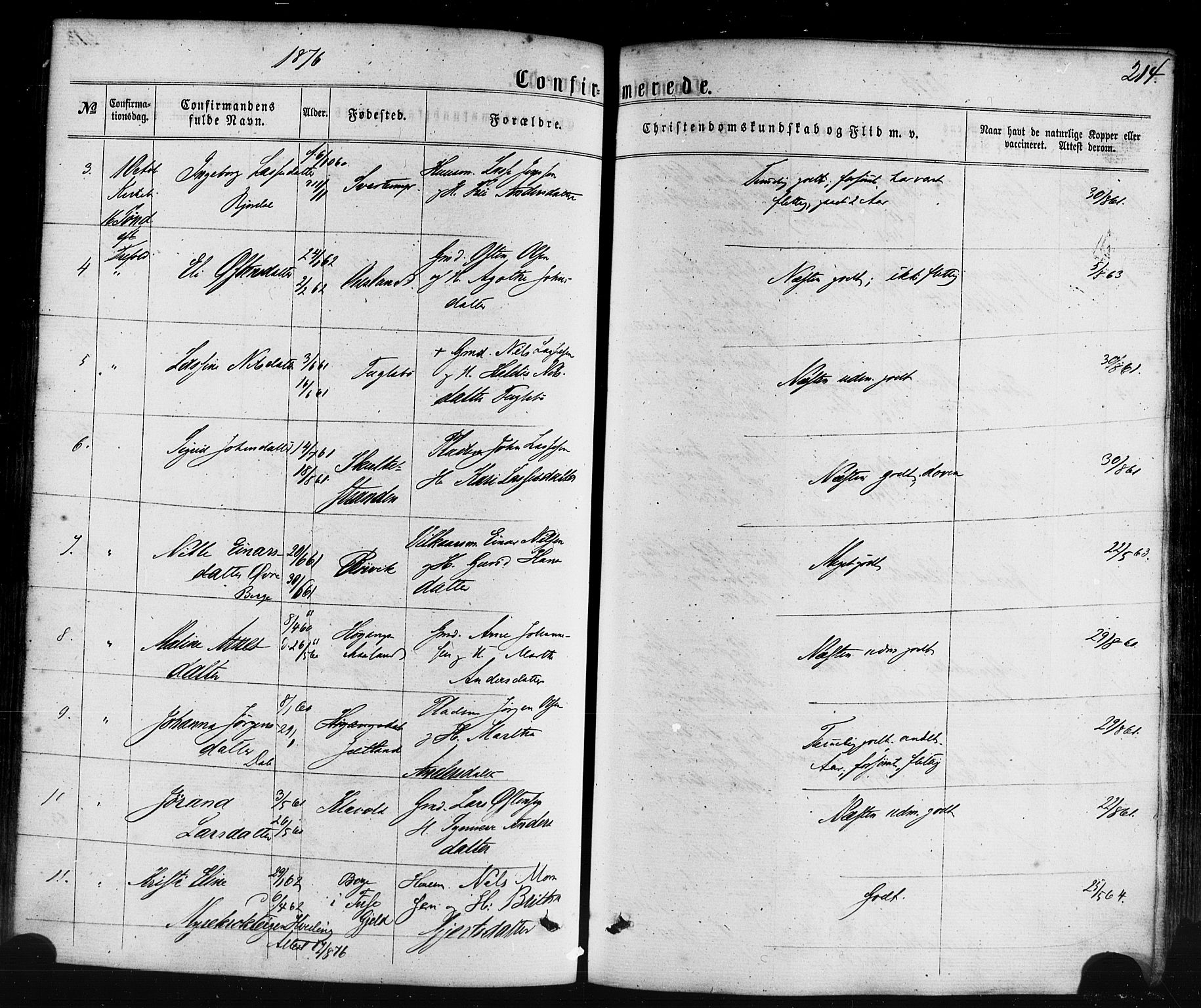 Lavik sokneprestembete, SAB/A-80901: Parish register (official) no. A 4, 1864-1881, p. 214