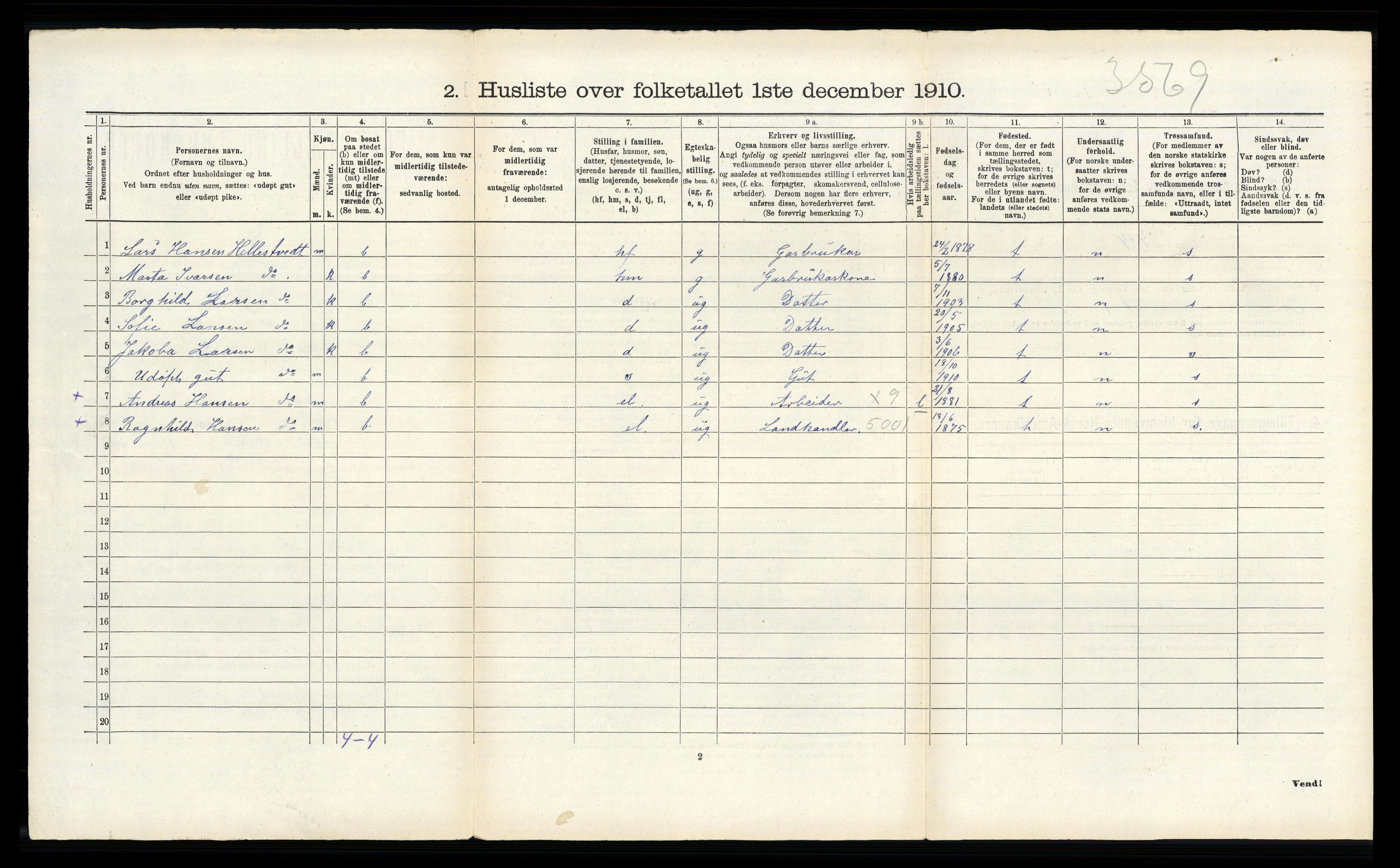 RA, 1910 census for Lindås, 1910, p. 163