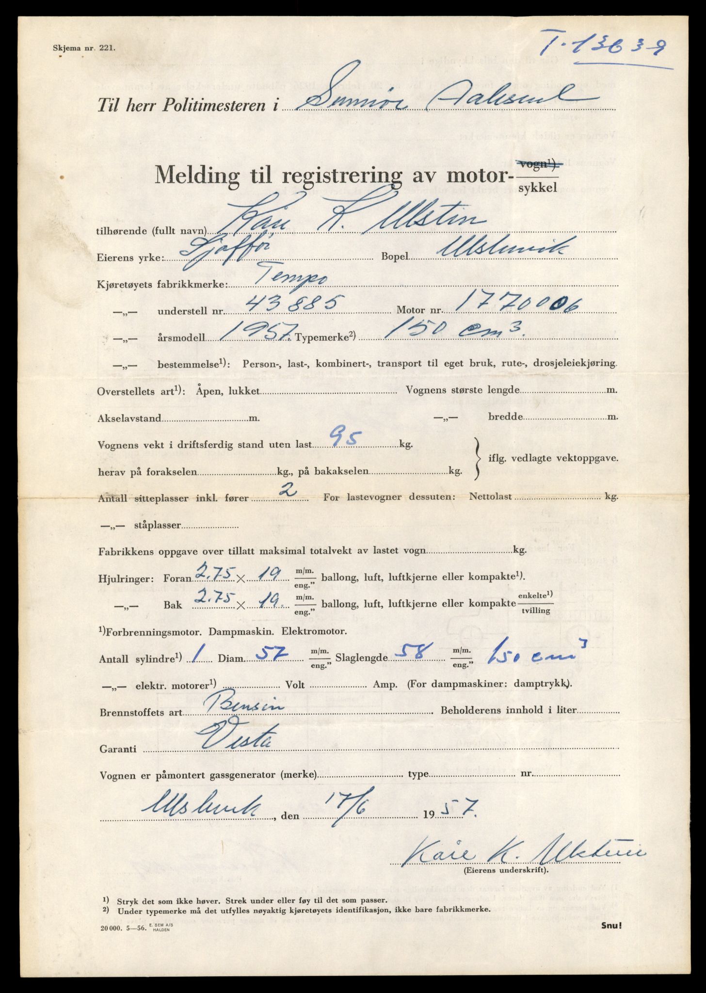 Møre og Romsdal vegkontor - Ålesund trafikkstasjon, SAT/A-4099/F/Fe/L0040: Registreringskort for kjøretøy T 13531 - T 13709, 1927-1998, p. 1907