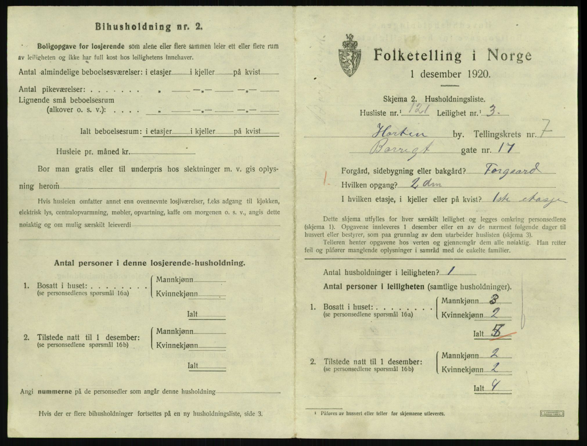 SAKO, 1920 census for Horten, 1920, p. 7635