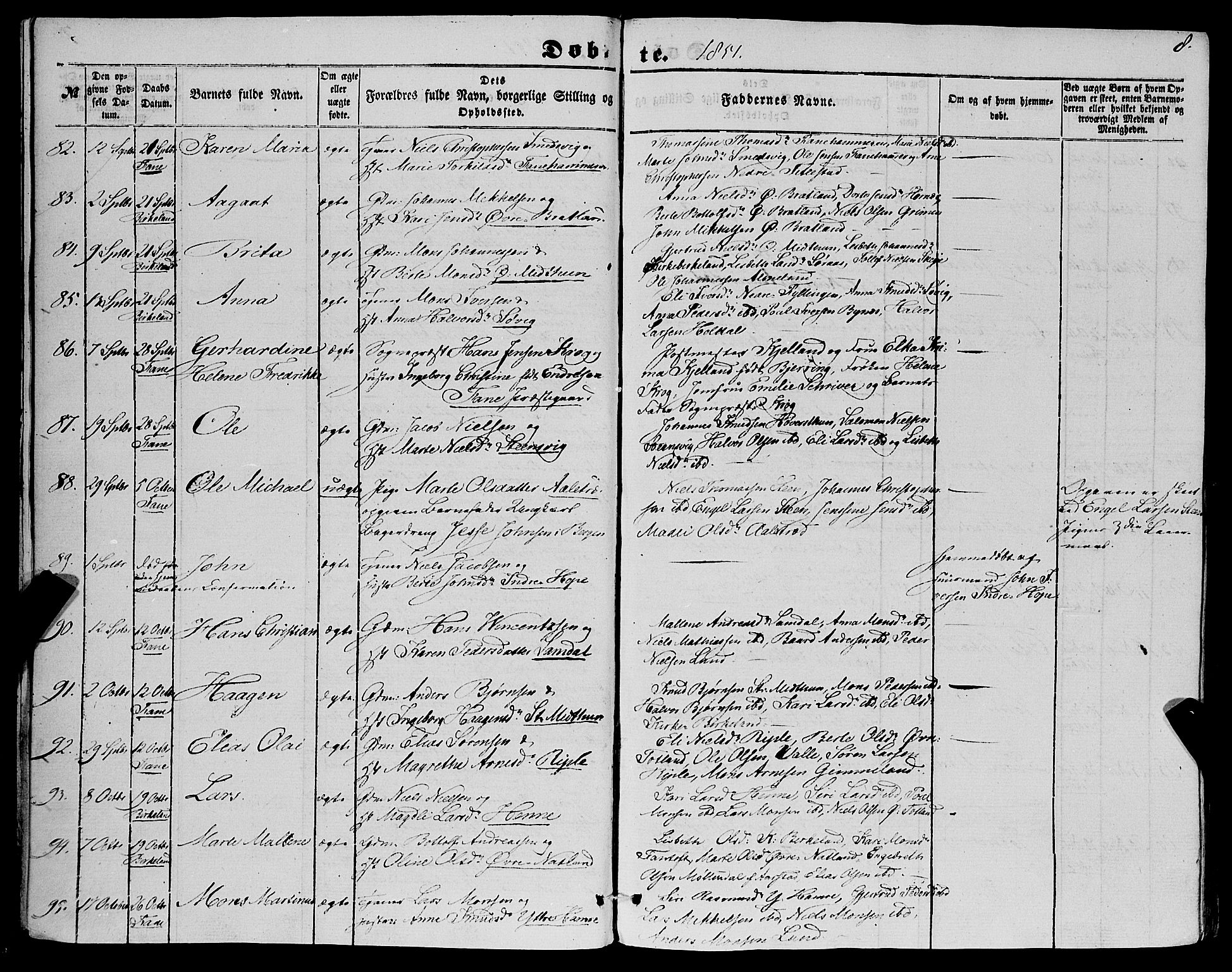Fana Sokneprestembete, SAB/A-75101/H/Haa/Haaa/L0011: Parish register (official) no. A 11, 1851-1862, p. 8