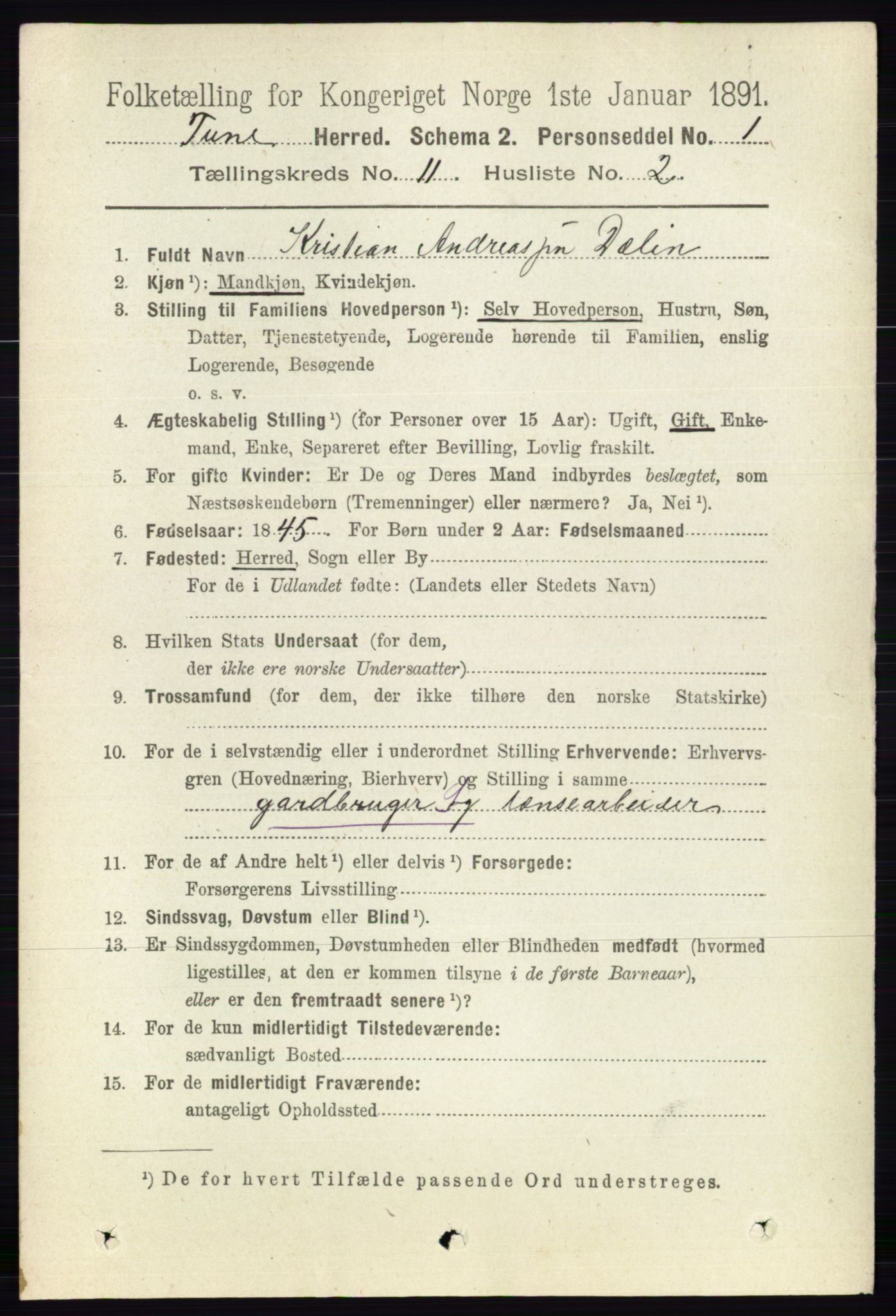 RA, 1891 census for 0130 Tune, 1891, p. 6948