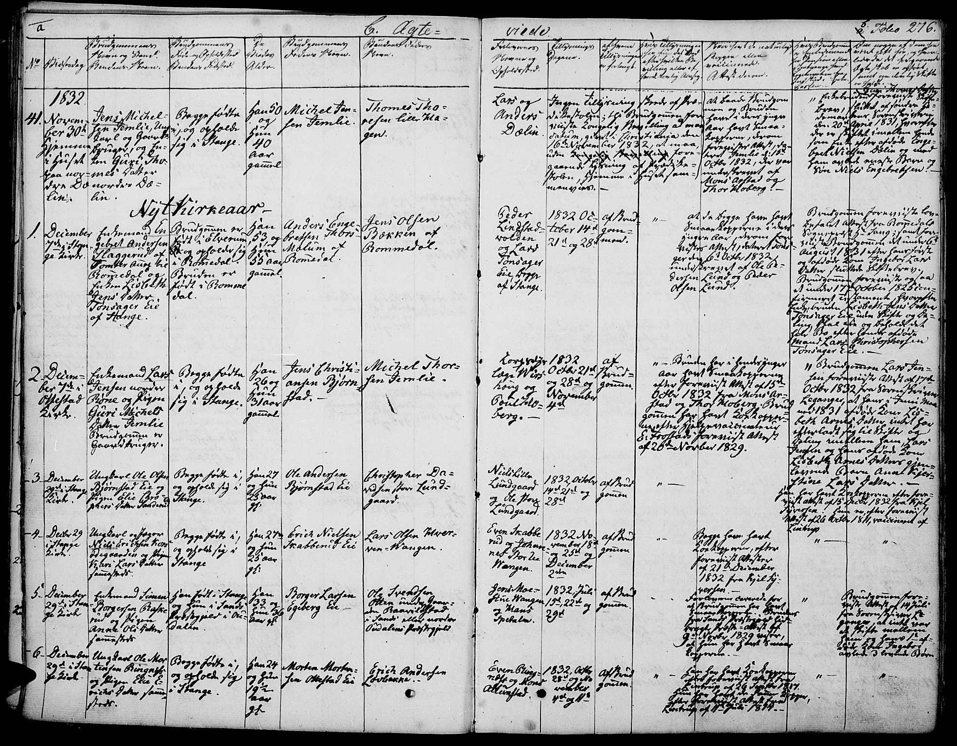 Stange prestekontor, AV/SAH-PREST-002/K/L0009: Parish register (official) no. 9, 1826-1835, p. 276