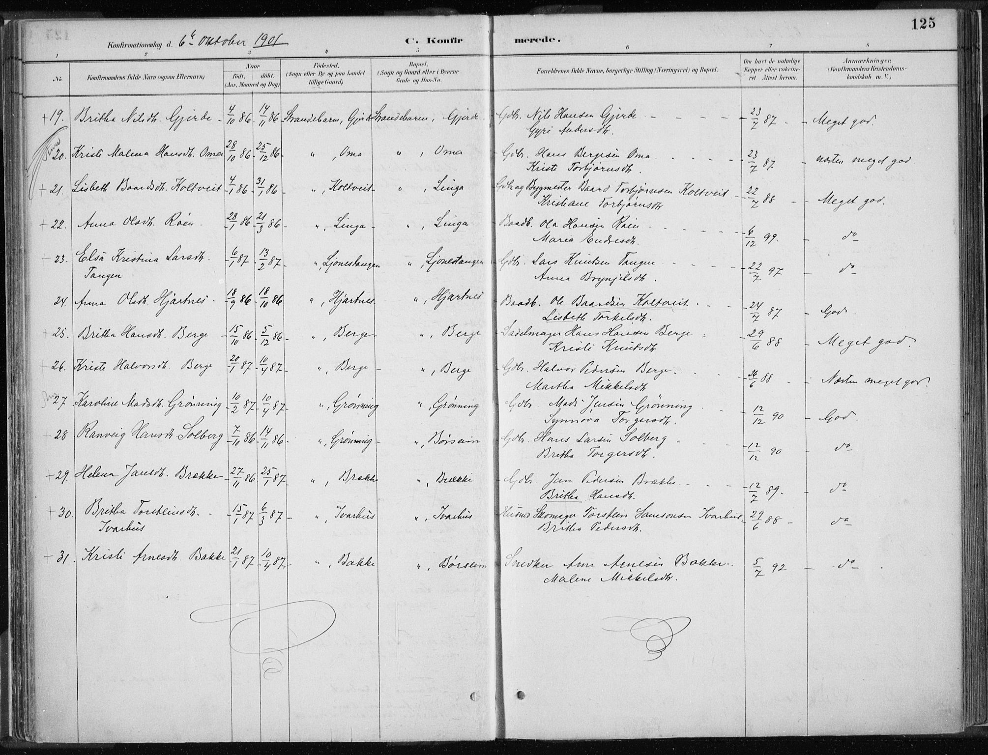 Strandebarm sokneprestembete, AV/SAB-A-78401/H/Haa: Parish register (official) no. B  1, 1886-1908, p. 125