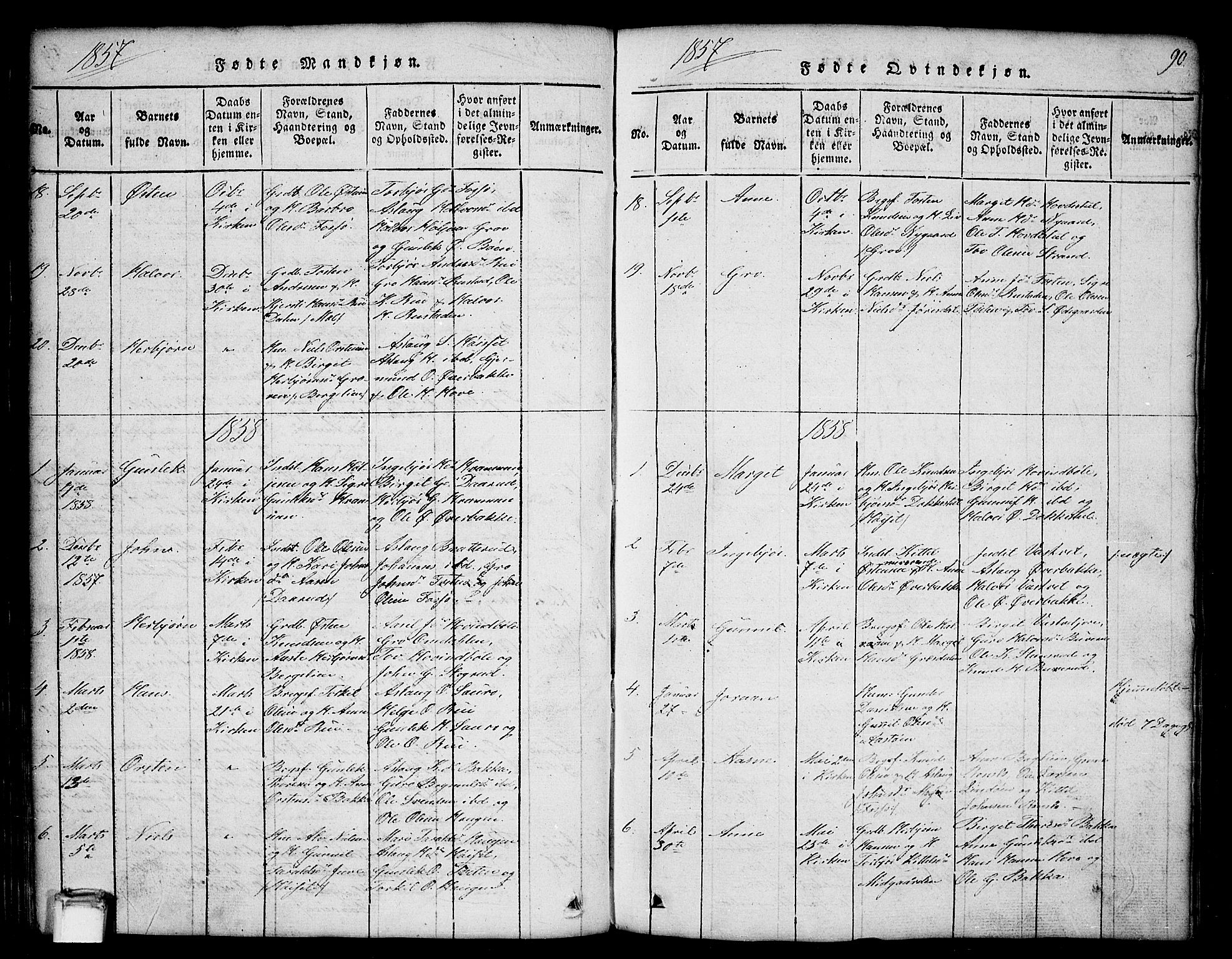 Gransherad kirkebøker, SAKO/A-267/G/Gb/L0001: Parish register (copy) no. II 1, 1815-1860, p. 90