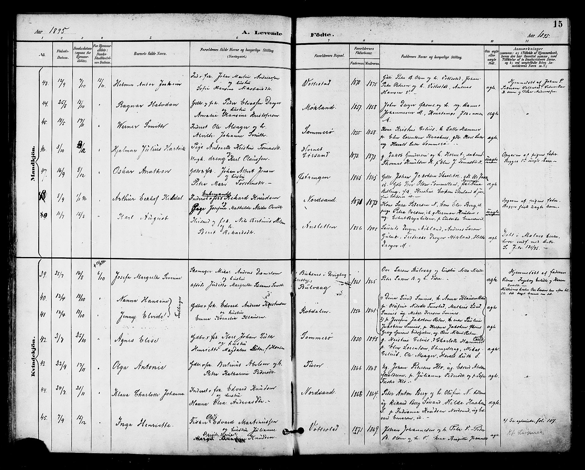 Ministerialprotokoller, klokkerbøker og fødselsregistre - Nordland, AV/SAT-A-1459/893/L1338: Parish register (official) no. 893A10, 1894-1903, p. 15