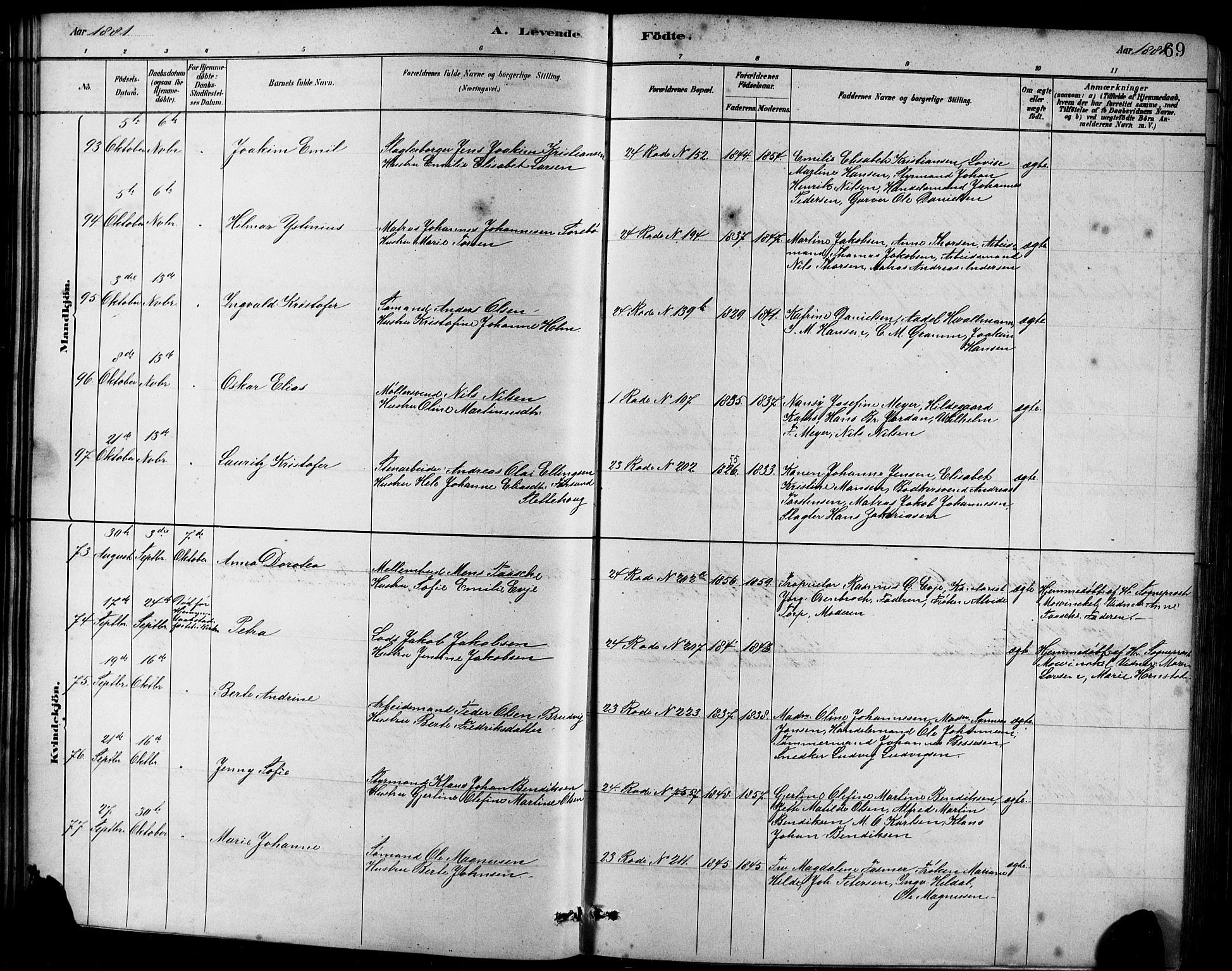 Sandviken Sokneprestembete, AV/SAB-A-77601/H/Hb/L0001: Parish register (copy) no. A 2, 1879-1892, p. 69