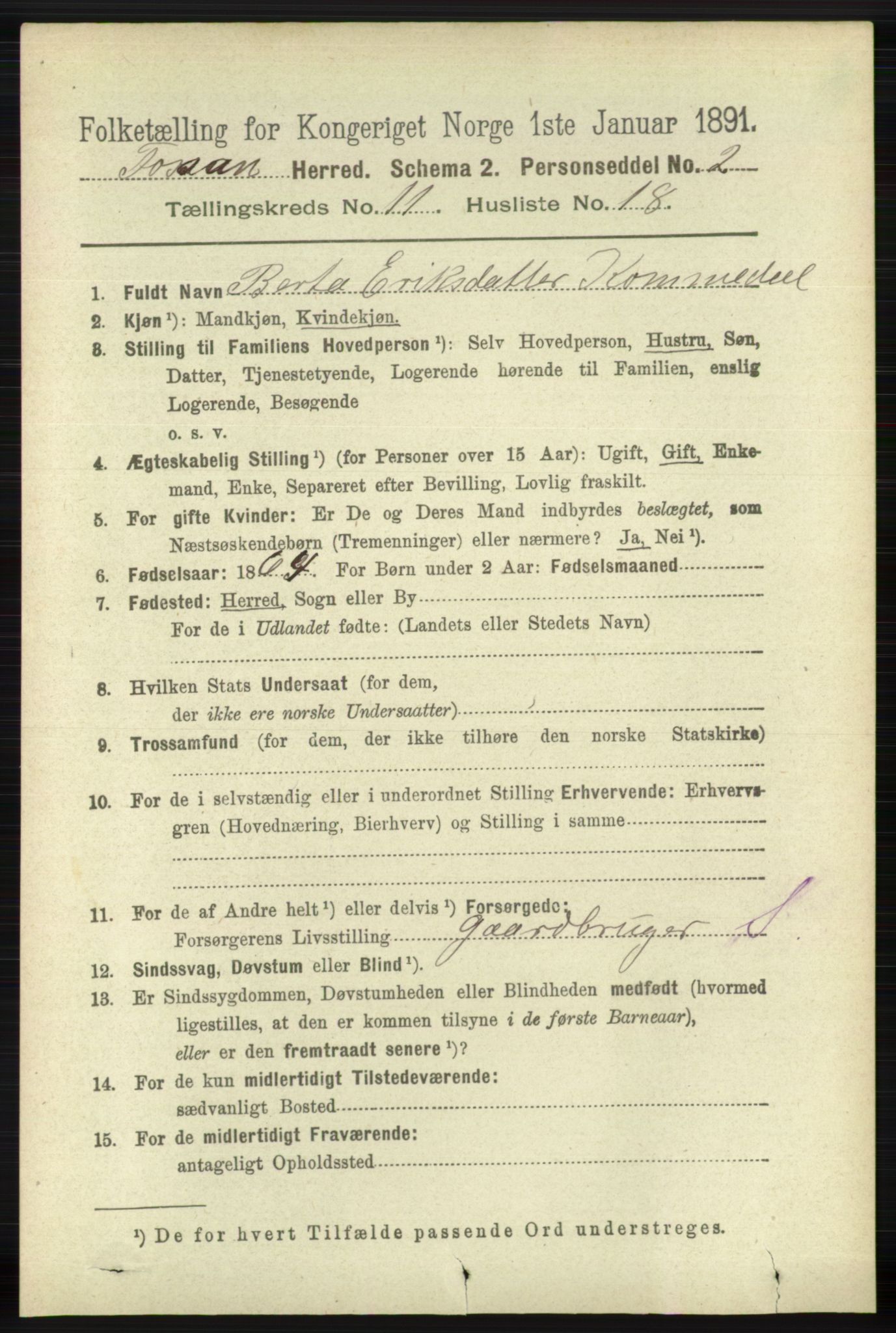 RA, 1891 census for 1129 Forsand, 1891, p. 1908