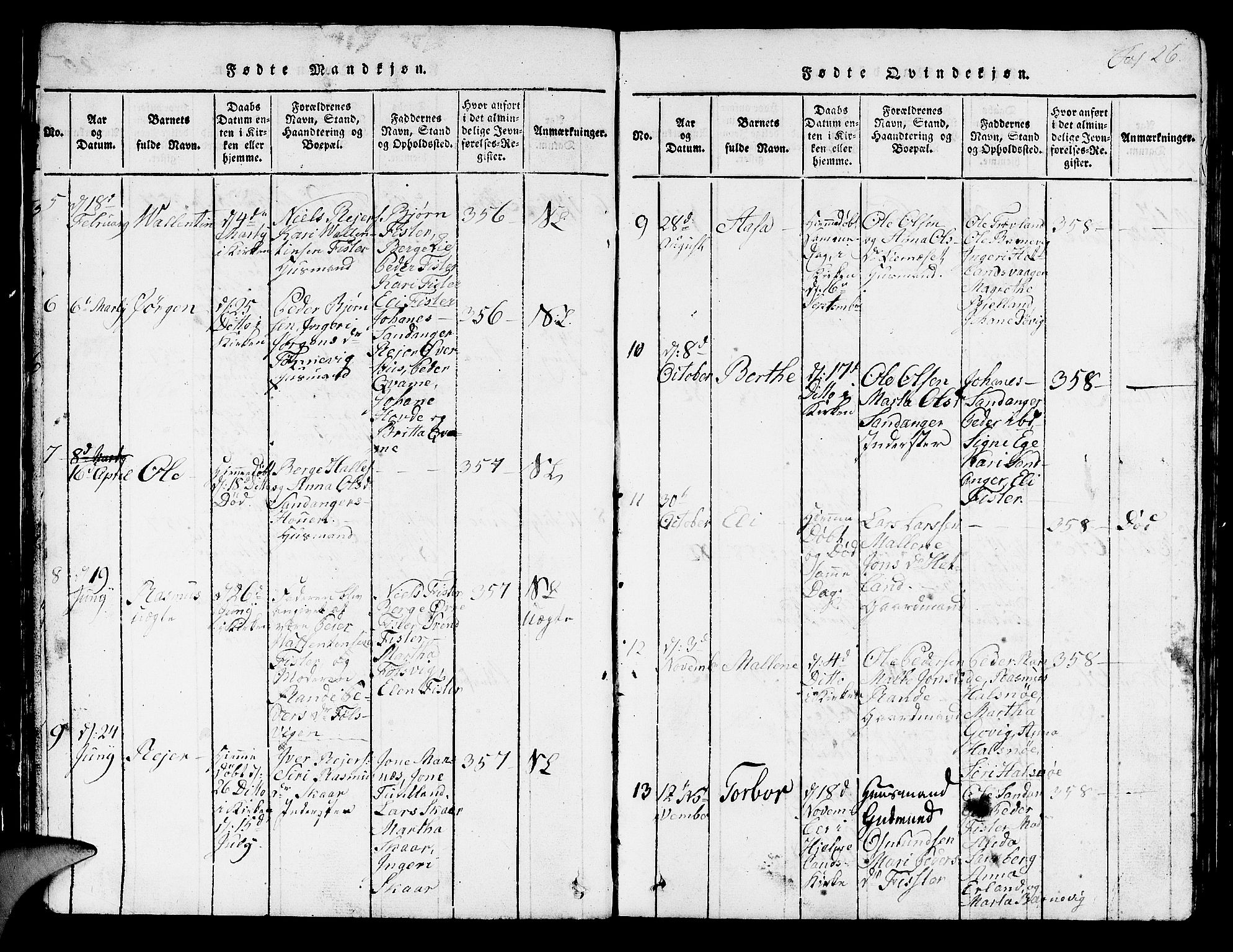 Hjelmeland sokneprestkontor, AV/SAST-A-101843/01/V/L0003: Parish register (copy) no. B 3, 1816-1841, p. 26