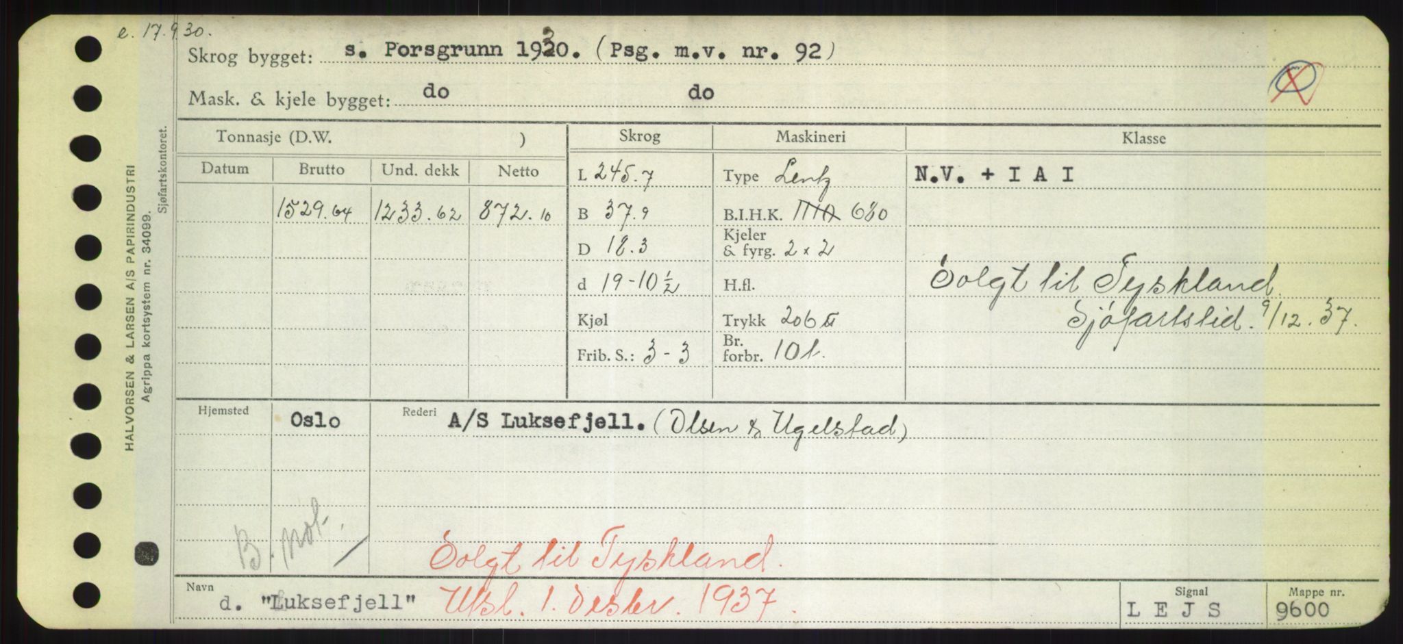 Sjøfartsdirektoratet med forløpere, Skipsmålingen, RA/S-1627/H/Hd/L0023: Fartøy, Lia-Løv, p. 391