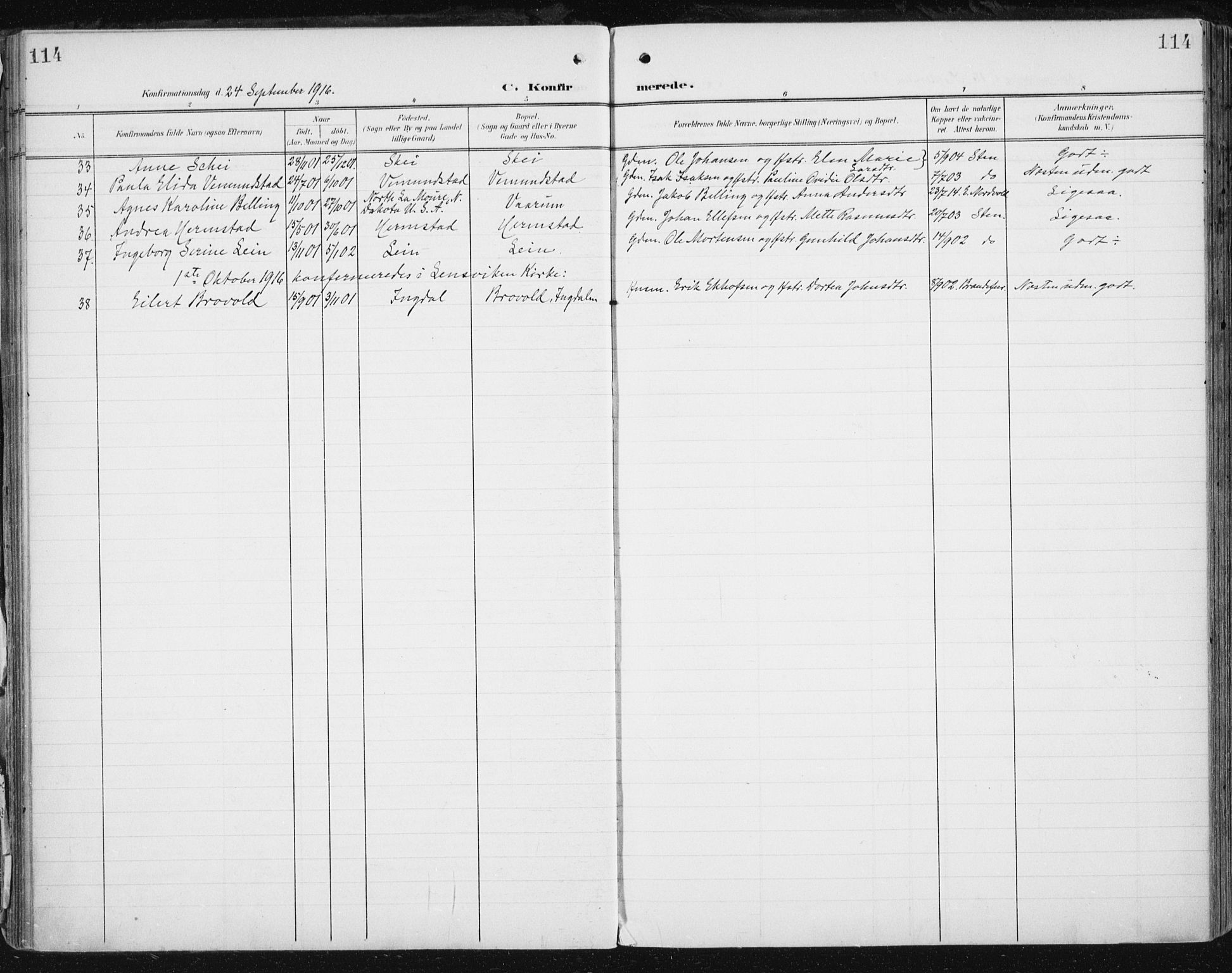 Ministerialprotokoller, klokkerbøker og fødselsregistre - Sør-Trøndelag, SAT/A-1456/646/L0616: Parish register (official) no. 646A14, 1900-1918, p. 114