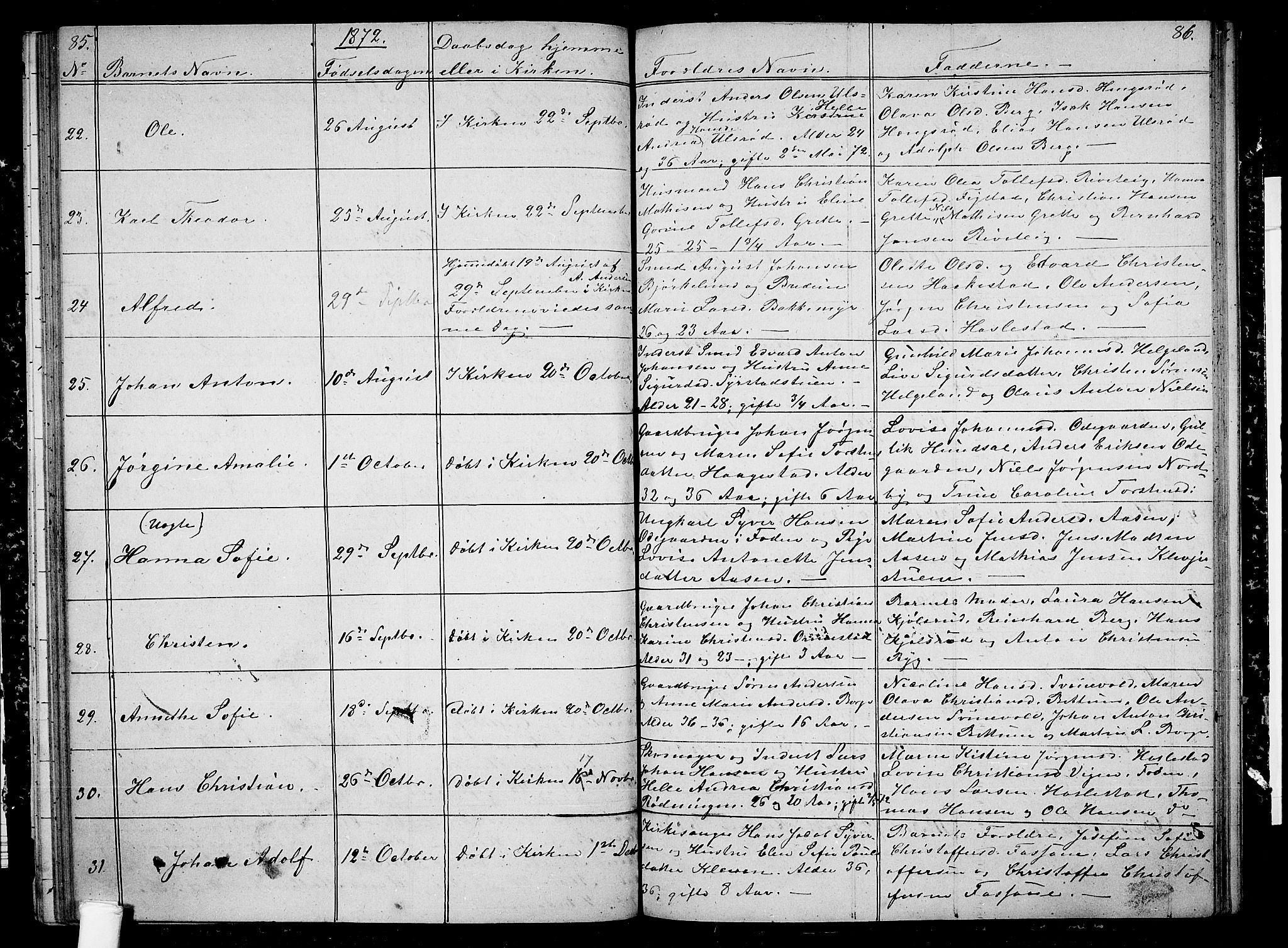 Våle kirkebøker, AV/SAKO-A-334/G/Ga/L0003: Parish register (copy) no. I 3, 1863-1874, p. 85-86