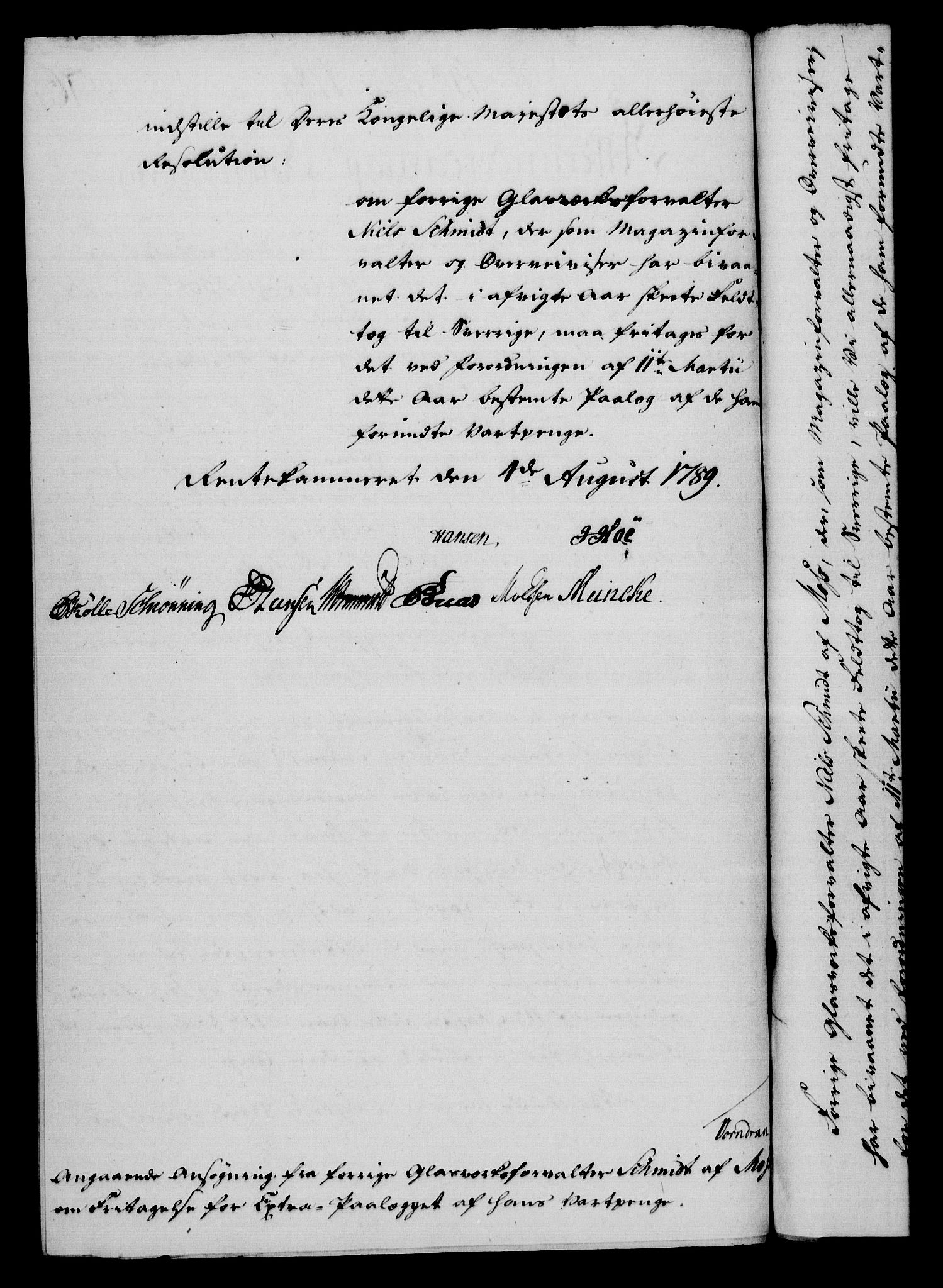 Rentekammeret, Kammerkanselliet, RA/EA-3111/G/Gf/Gfa/L0071: Norsk relasjons- og resolusjonsprotokoll (merket RK 52.71), 1789, p. 434
