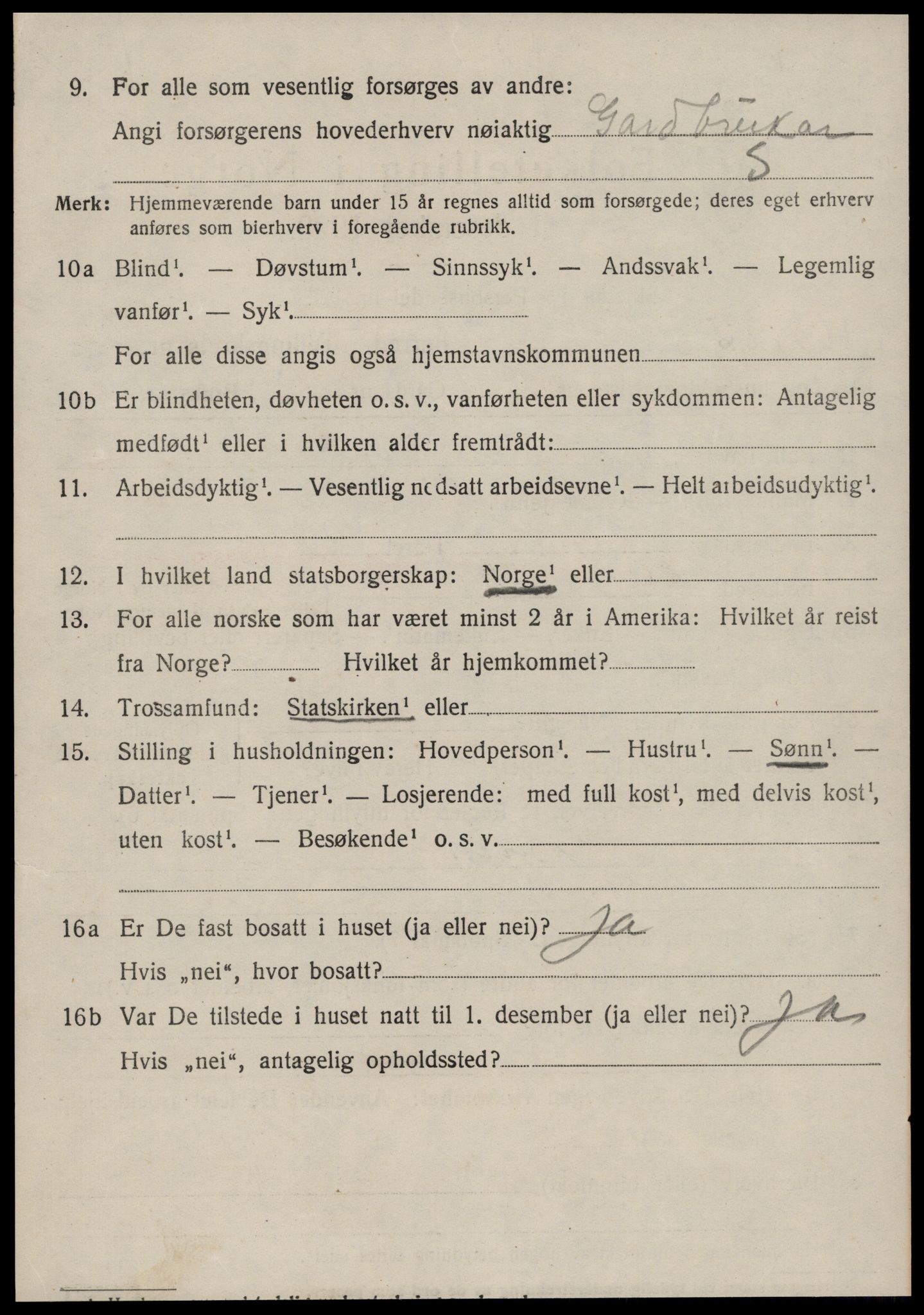 SAT, 1920 census for Volda, 1920, p. 10515