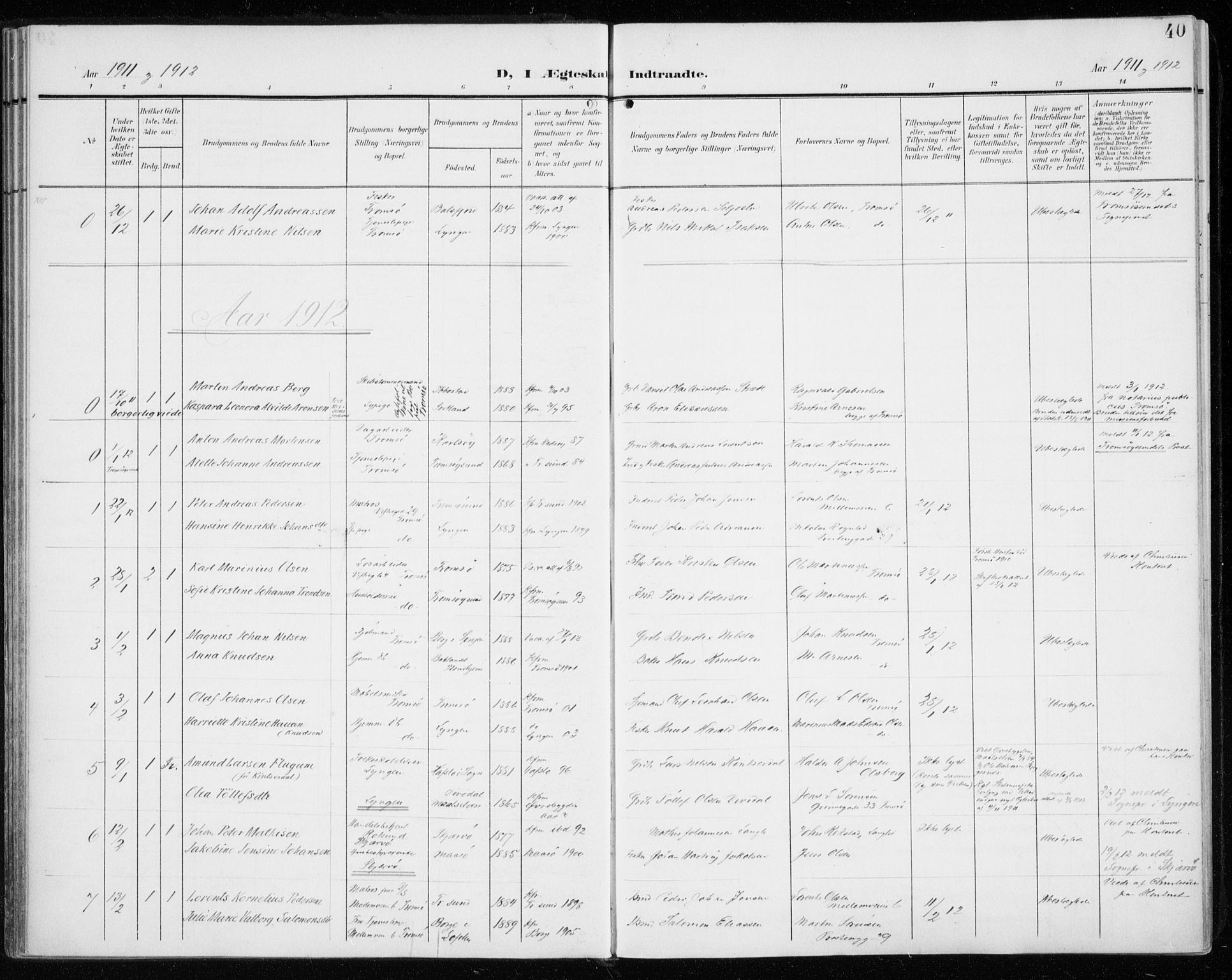 Tromsø sokneprestkontor/stiftsprosti/domprosti, SATØ/S-1343/G/Ga/L0018kirke: Parish register (official) no. 18, 1907-1917, p. 40