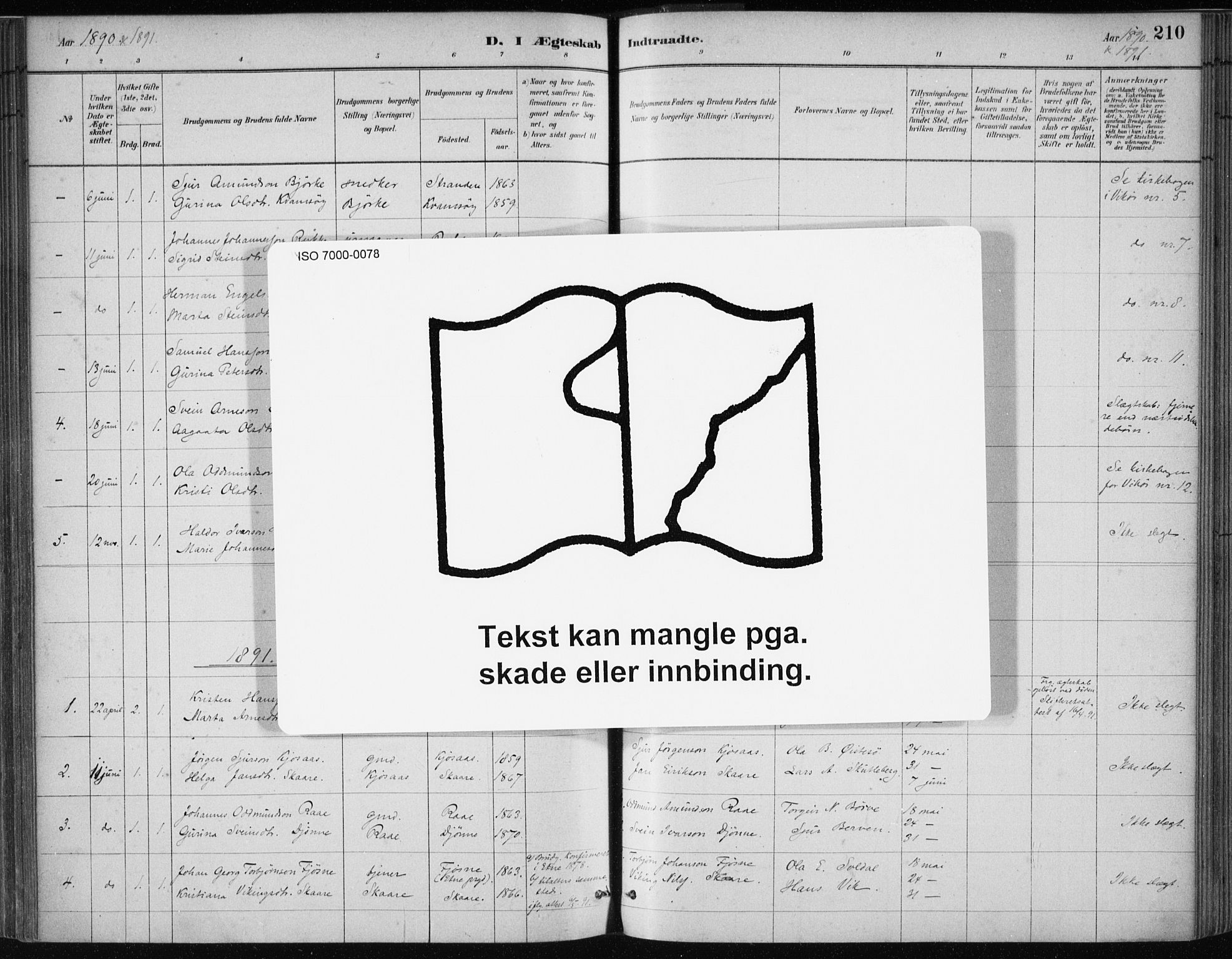 Kvam sokneprestembete, AV/SAB-A-76201/H/Haa: Parish register (official) no. C  1, 1880-1906, p. 210