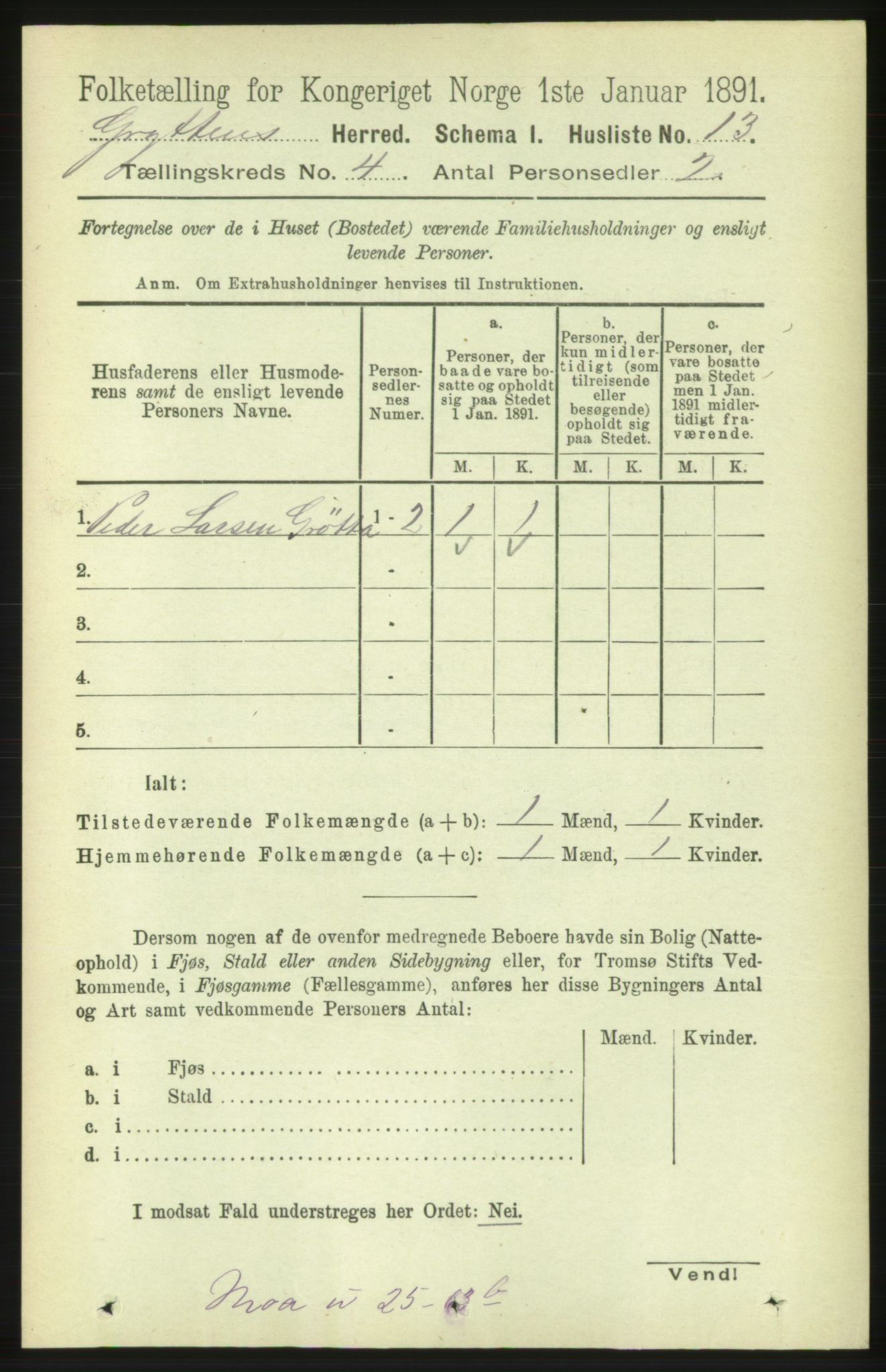 RA, 1891 census for 1539 Grytten, 1891, p. 1293