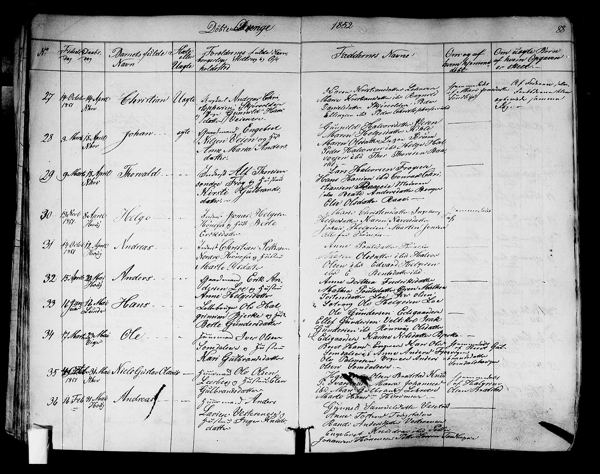 Norderhov kirkebøker, SAKO/A-237/F/Fa/L0011: Parish register (official) no. 11, 1847-1856, p. 88