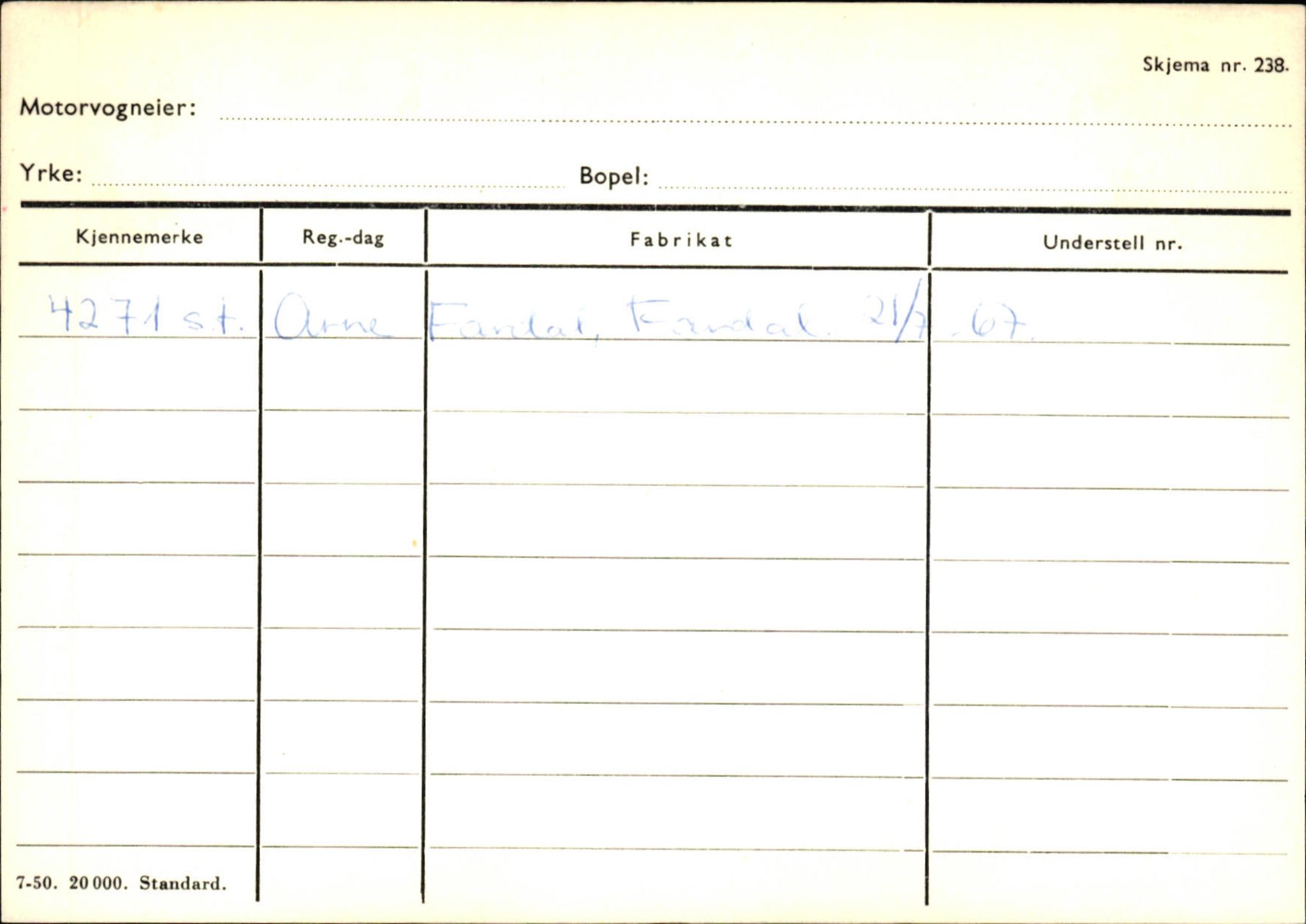 Statens vegvesen, Sogn og Fjordane vegkontor, SAB/A-5301/4/F/L0124: Eigarregister Sogndal A-U, 1945-1975, p. 1271