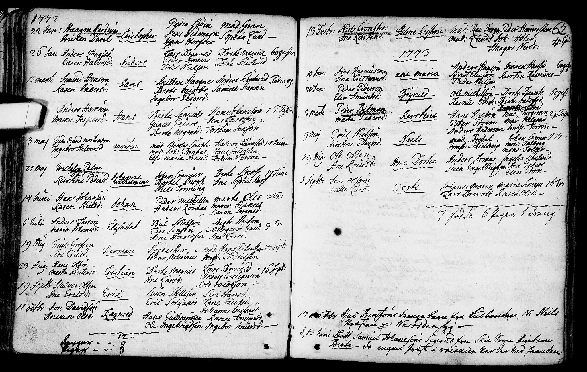 Gamlebyen prestekontor Kirkebøker, SAO/A-10884/F/Fa/L0001: Parish register (official) no. 1, 1734-1818, p. 62
