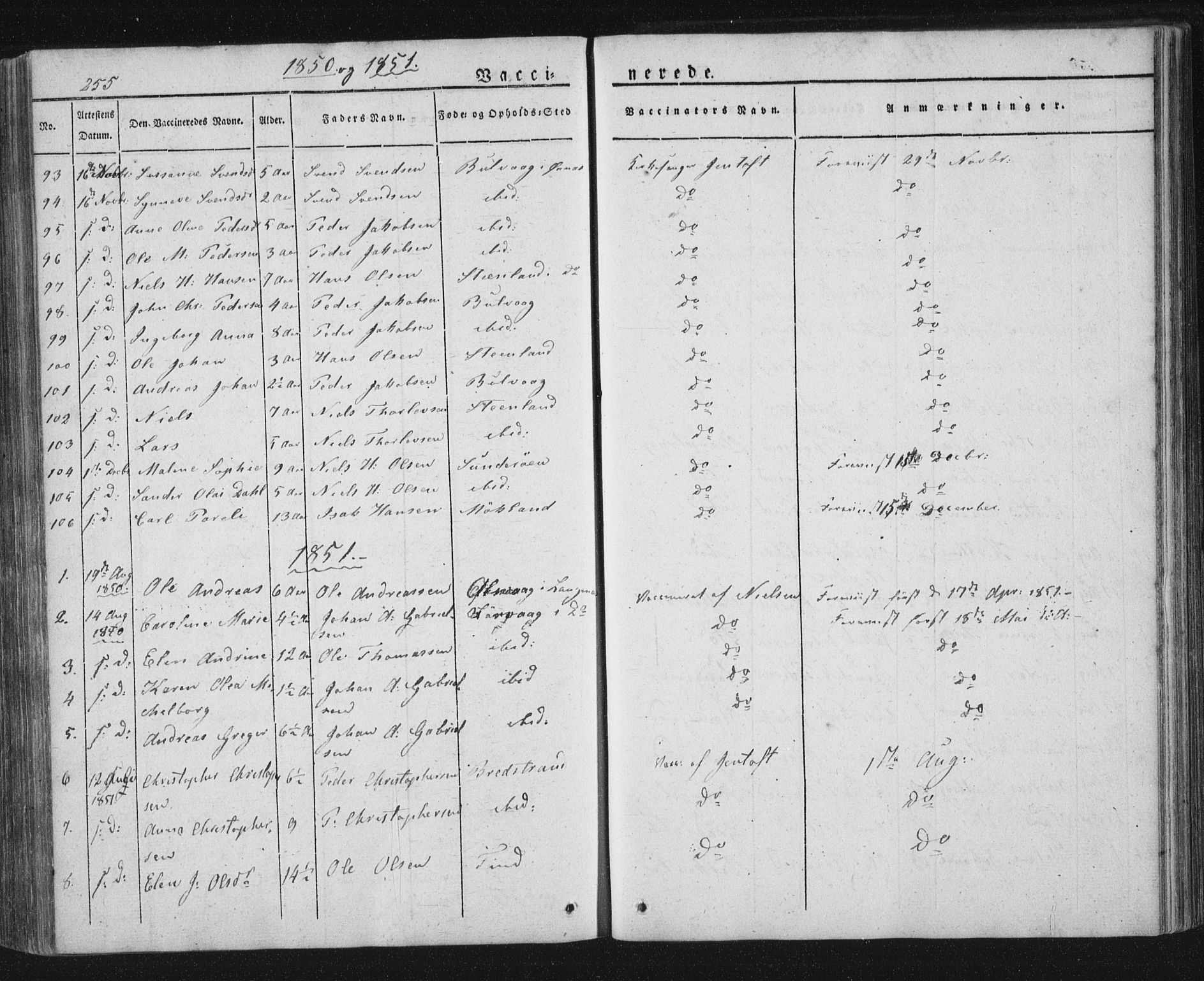 Ministerialprotokoller, klokkerbøker og fødselsregistre - Nordland, SAT/A-1459/893/L1332: Parish register (official) no. 893A05, 1841-1858, p. 255