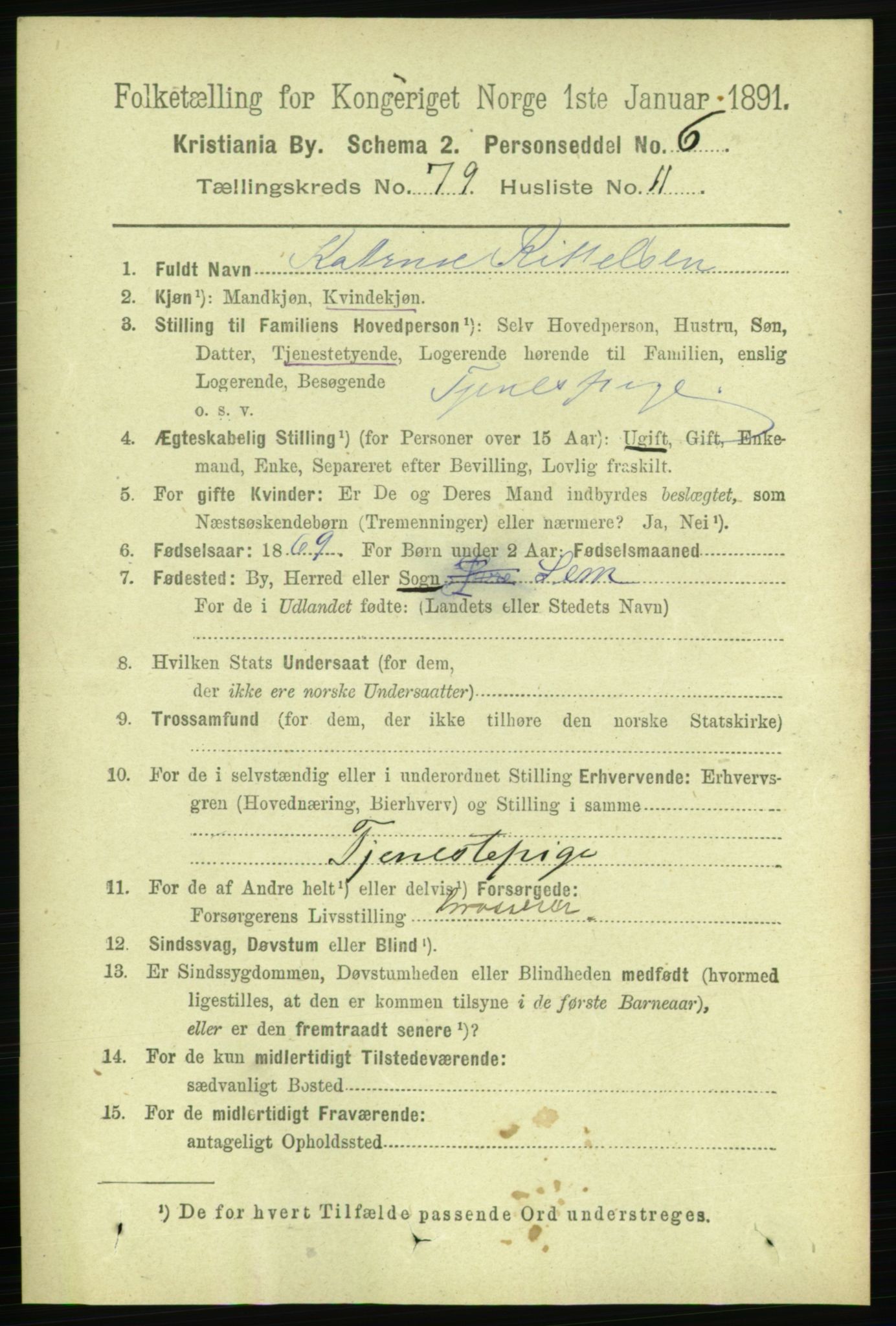 RA, 1891 census for 0301 Kristiania, 1891, p. 41226