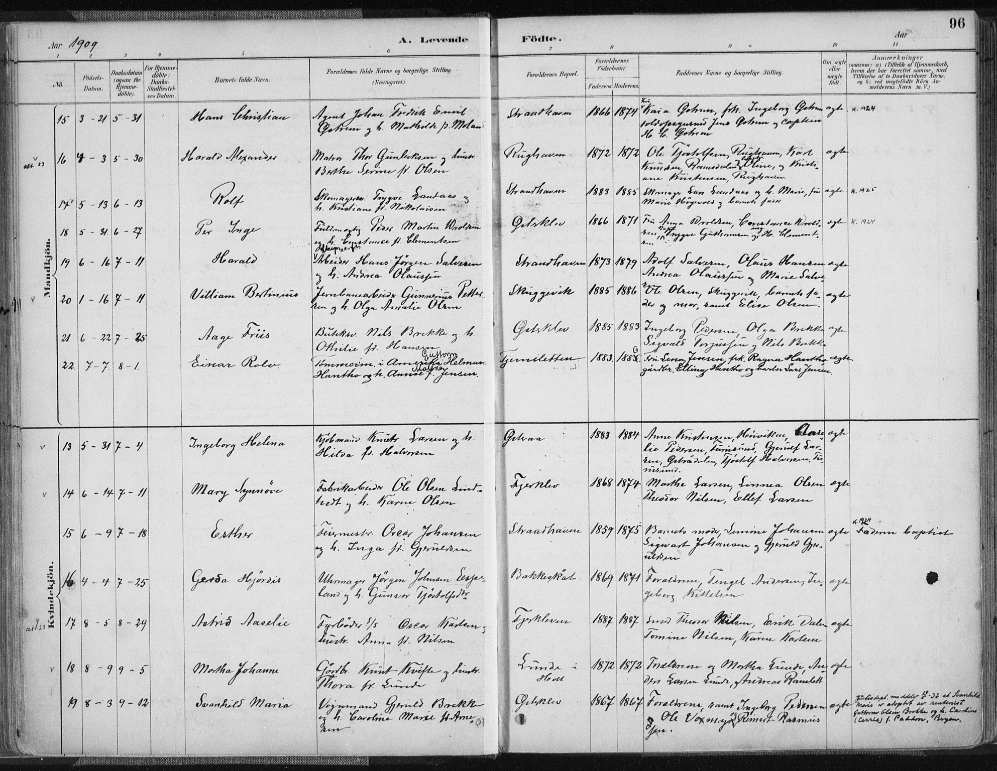 Tvedestrand sokneprestkontor, AV/SAK-1111-0042/F/Fa/L0001: Parish register (official) no. A 1, 1885-1916, p. 96