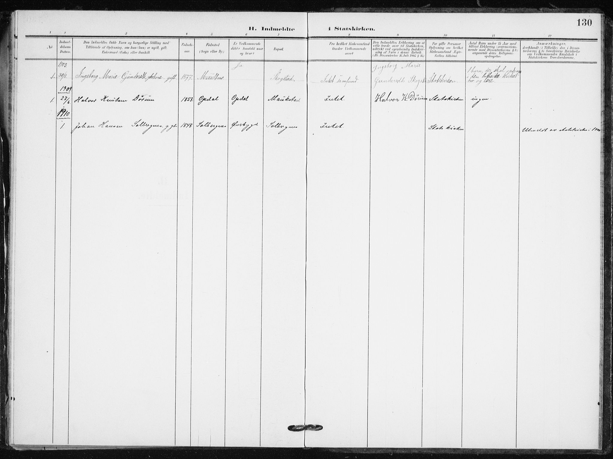 Målselv sokneprestembete, SATØ/S-1311/G/Ga/Gaa/L0012kirke: Parish register (official) no. 12, 1903-1920, p. 130