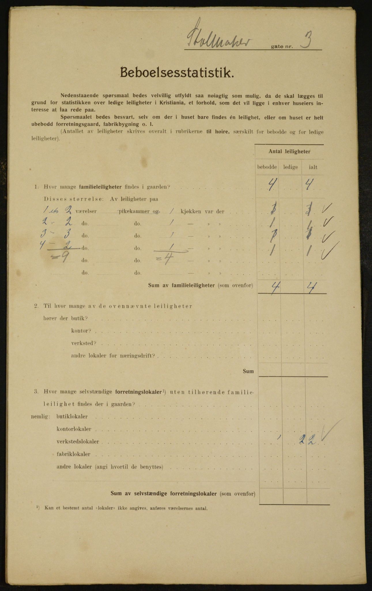 OBA, Municipal Census 1910 for Kristiania, 1910, p. 97485