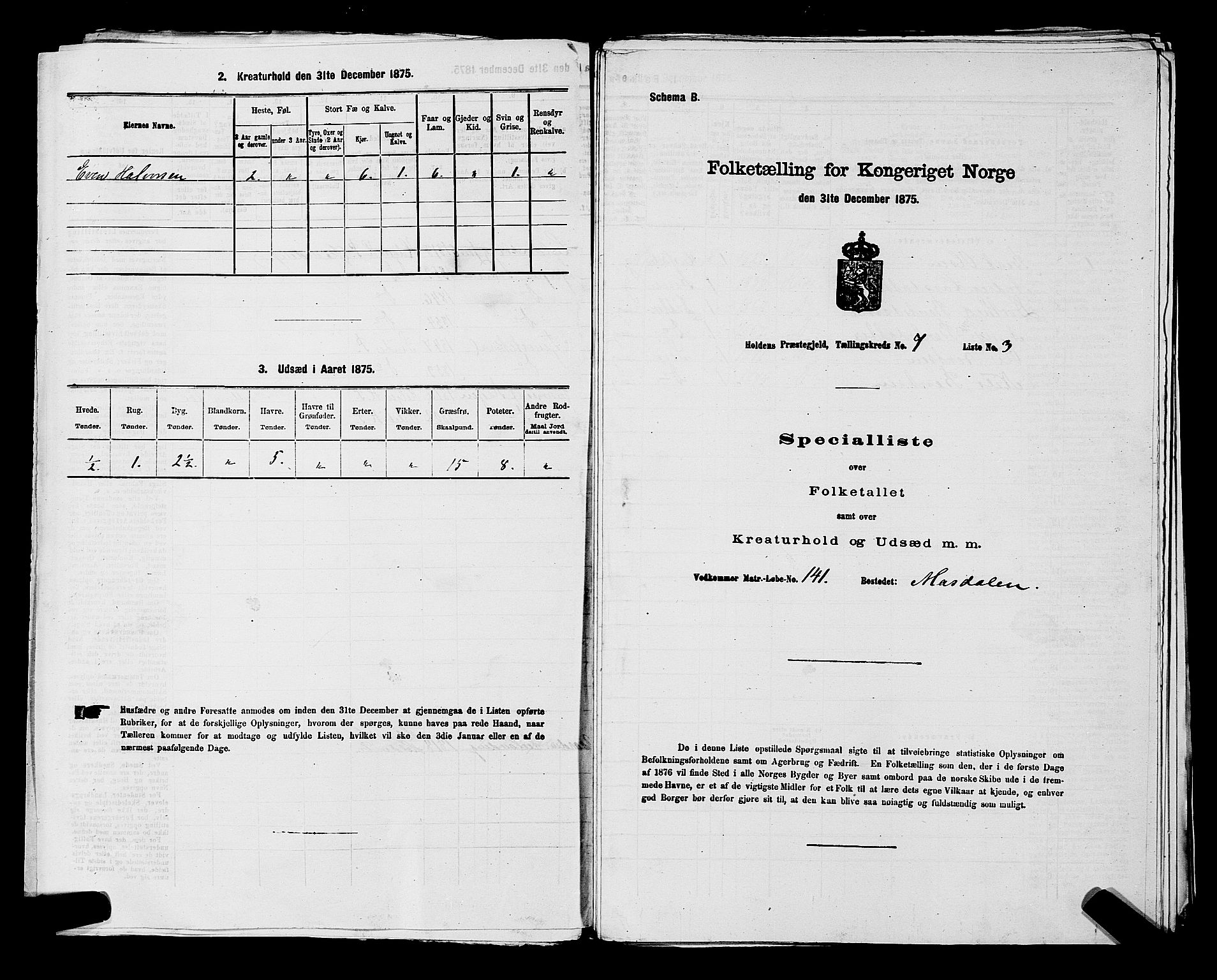 SAKO, 1875 census for 0819P Holla, 1875, p. 855