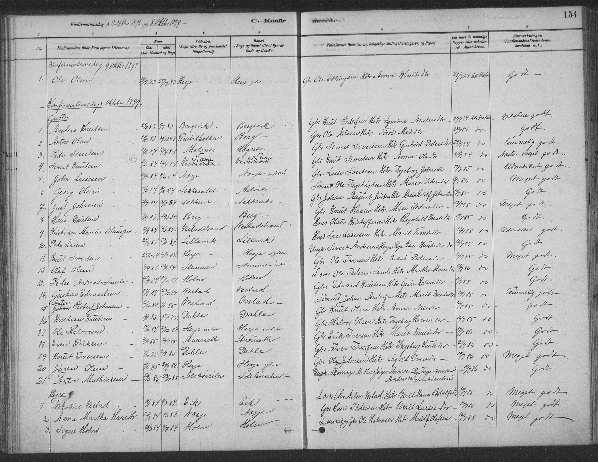 Ministerialprotokoller, klokkerbøker og fødselsregistre - Møre og Romsdal, SAT/A-1454/547/L0604: Parish register (official) no. 547A06, 1878-1906, p. 154