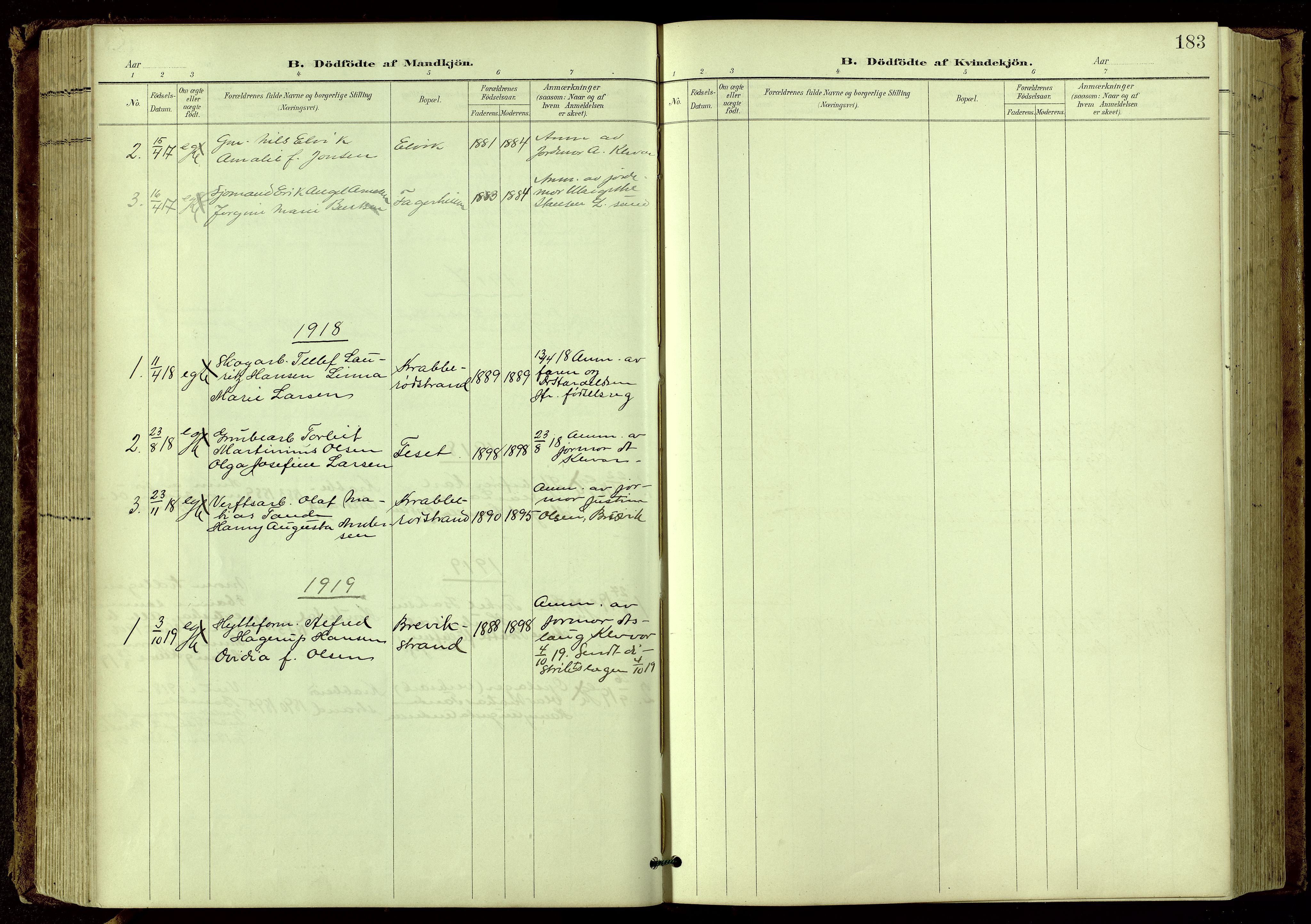 Bamble kirkebøker, SAKO/A-253/G/Ga/L0010: Parish register (copy) no. I 10, 1901-1919, p. 183