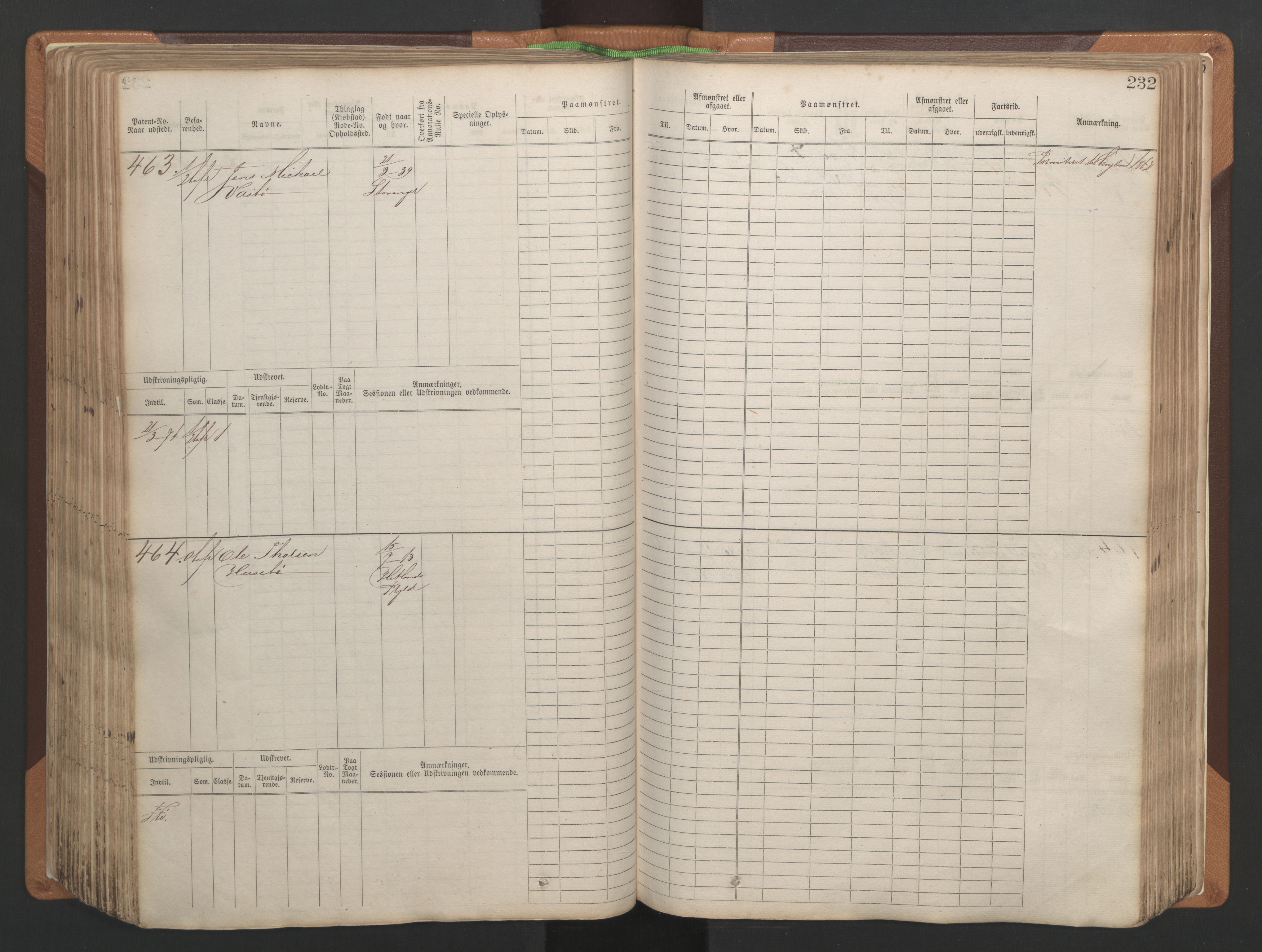 Stavanger sjømannskontor, AV/SAST-A-102006/F/Fb/Fbb/L0004: Sjøfartshovedrulle, patentnr. 1-792 (del 1), 1869-1880, p. 238