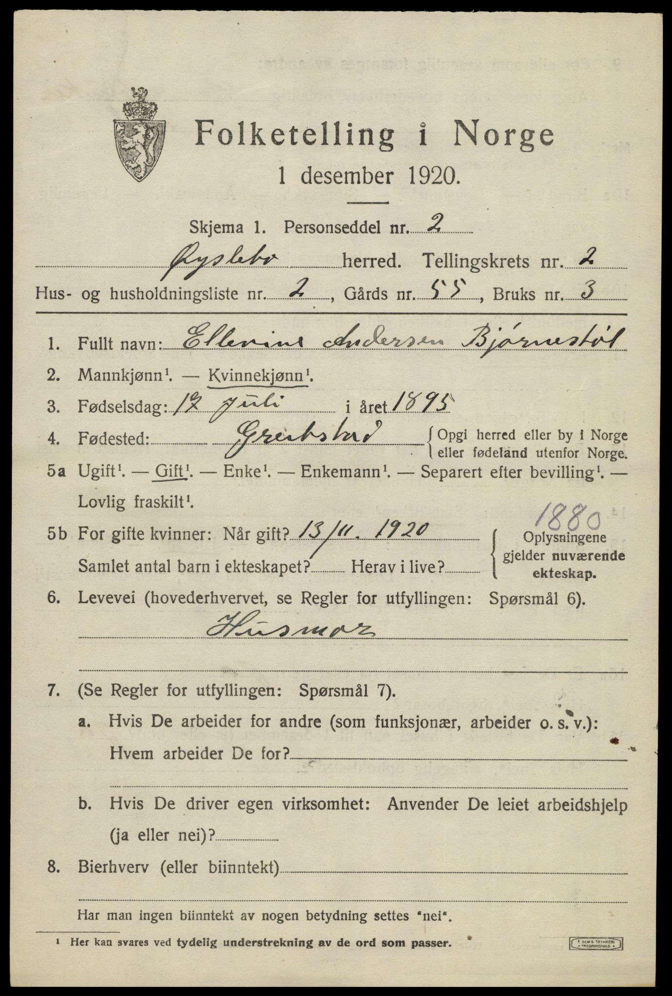 SAK, 1920 census for Øyslebø, 1920, p. 740