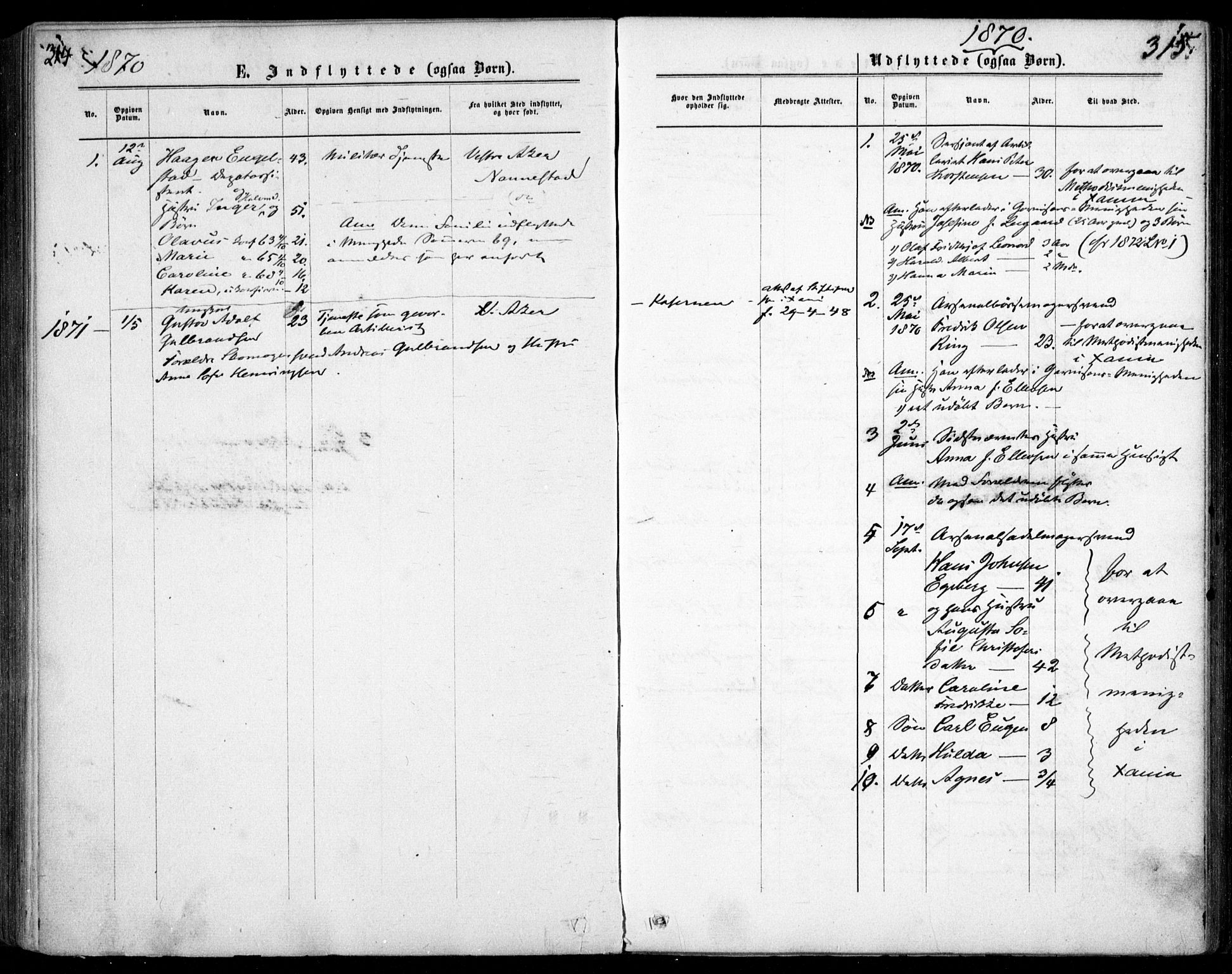 Garnisonsmenigheten Kirkebøker, SAO/A-10846/F/Fa/L0011: Parish register (official) no. 11, 1870-1880, p. 315