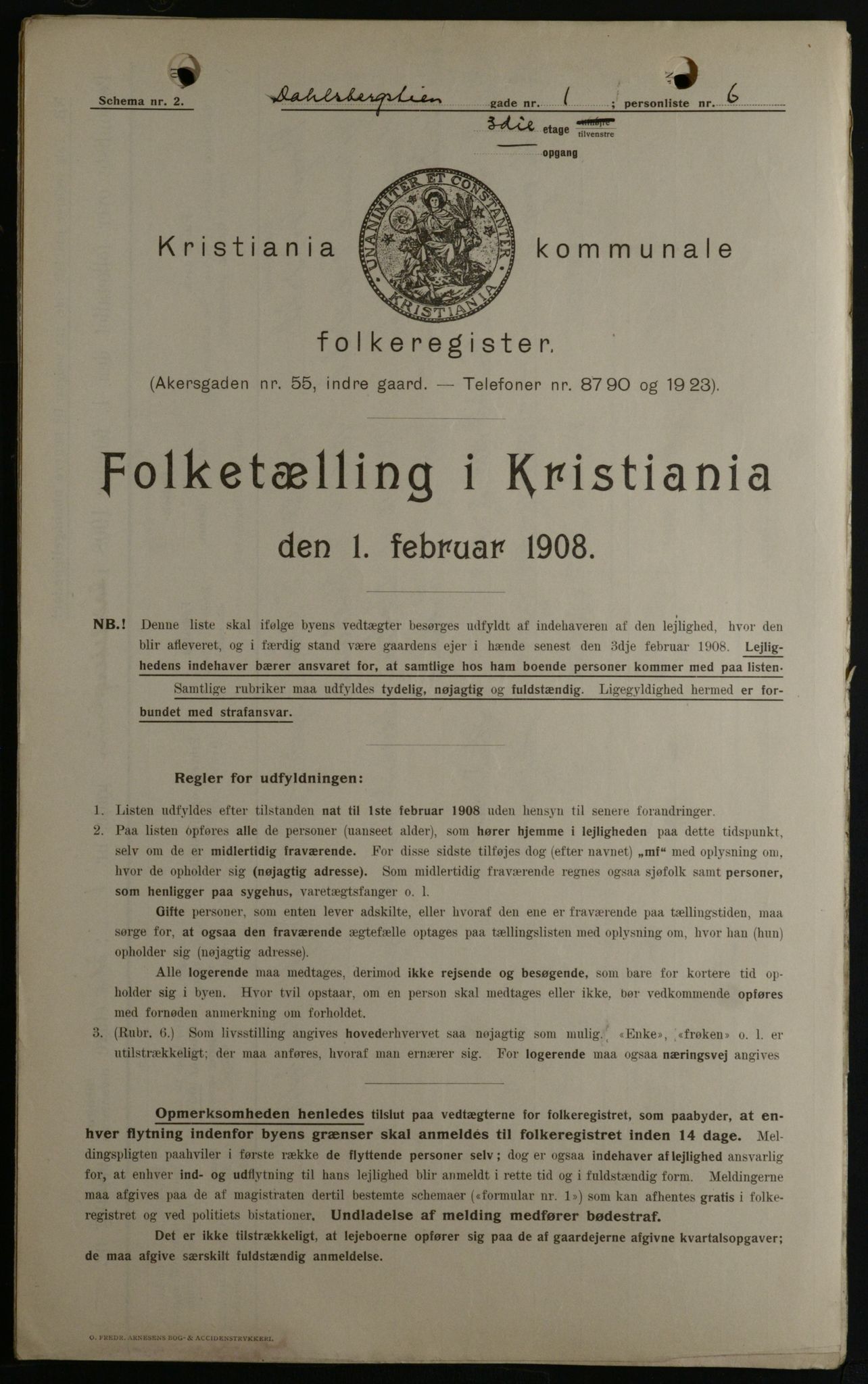 OBA, Municipal Census 1908 for Kristiania, 1908, p. 13110