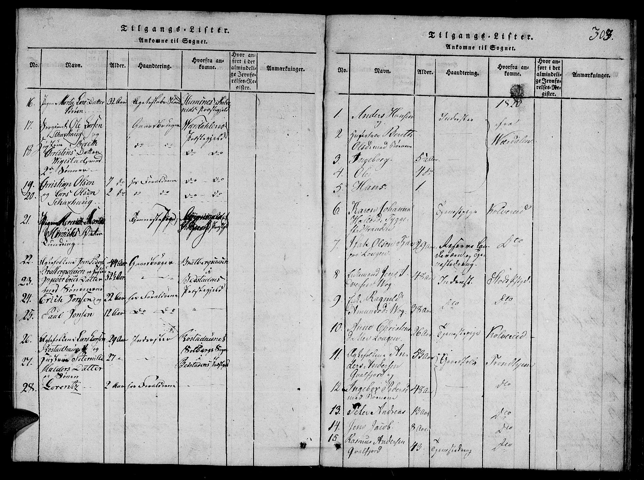 Ministerialprotokoller, klokkerbøker og fødselsregistre - Nord-Trøndelag, SAT/A-1458/784/L0667: Parish register (official) no. 784A03 /1, 1816-1829, p. 303