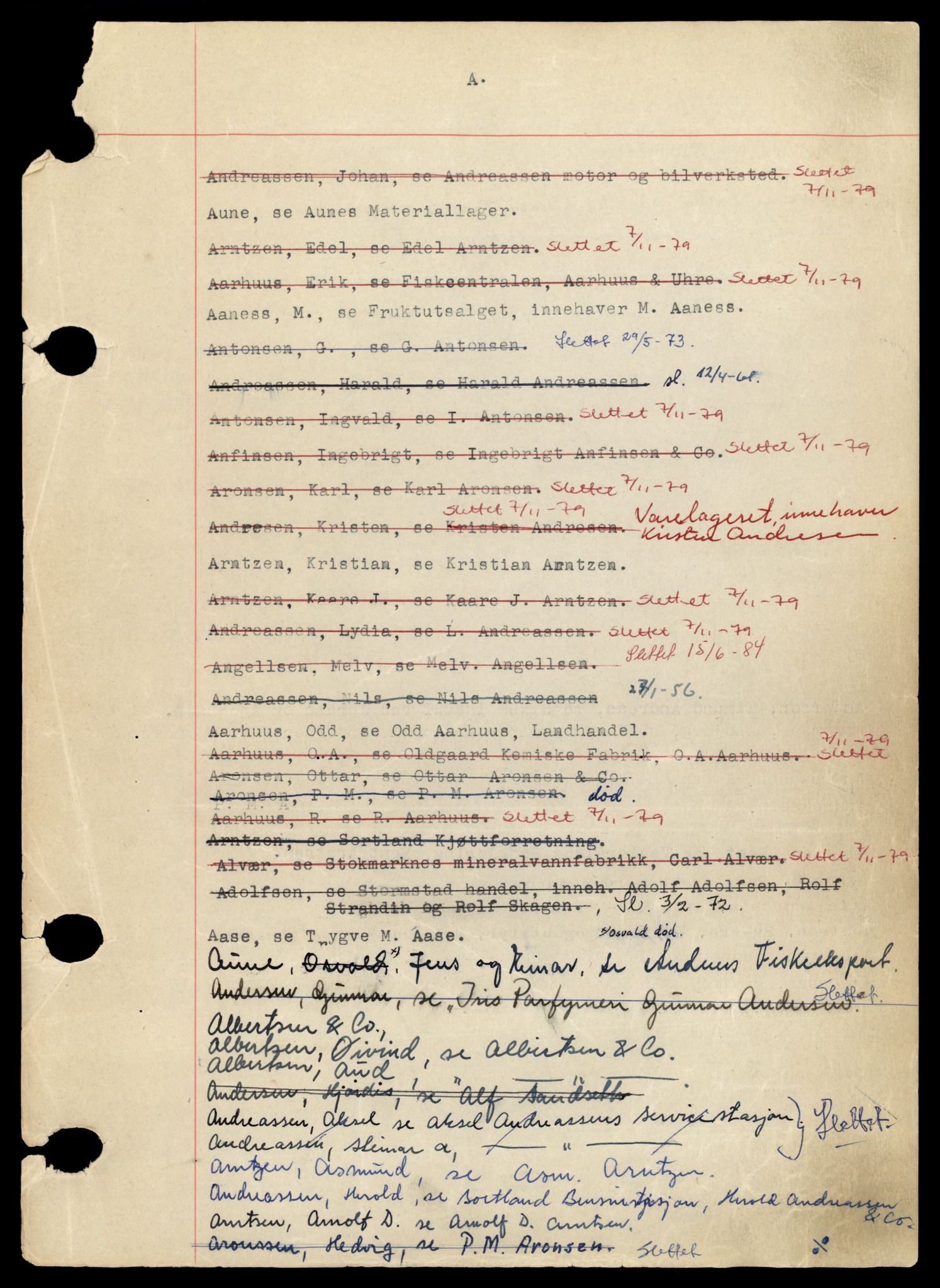 Vesterålen sorenskriveri, AV/SAT-A-4180/4/J/Jc/Jca/L0001: Enkeltmannforetak, A-J, 1944-1990, p. 3