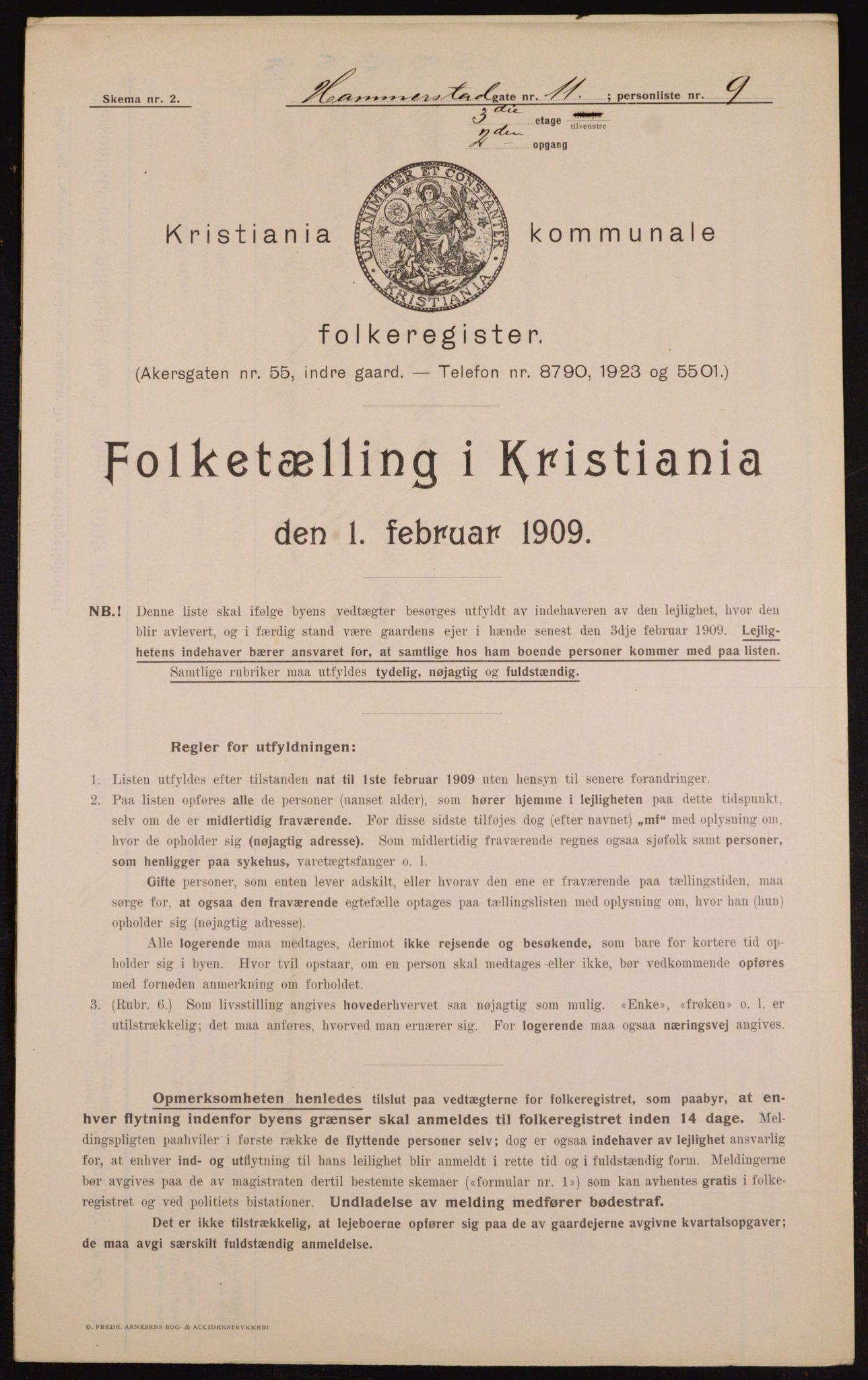 OBA, Municipal Census 1909 for Kristiania, 1909, p. 31451