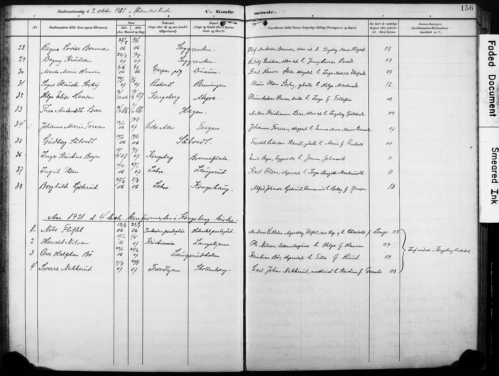 Sandsvær kirkebøker, SAKO/A-244/G/Gd/L0004a: Parish register (copy) no. IV 4A, 1901-1932, p. 156