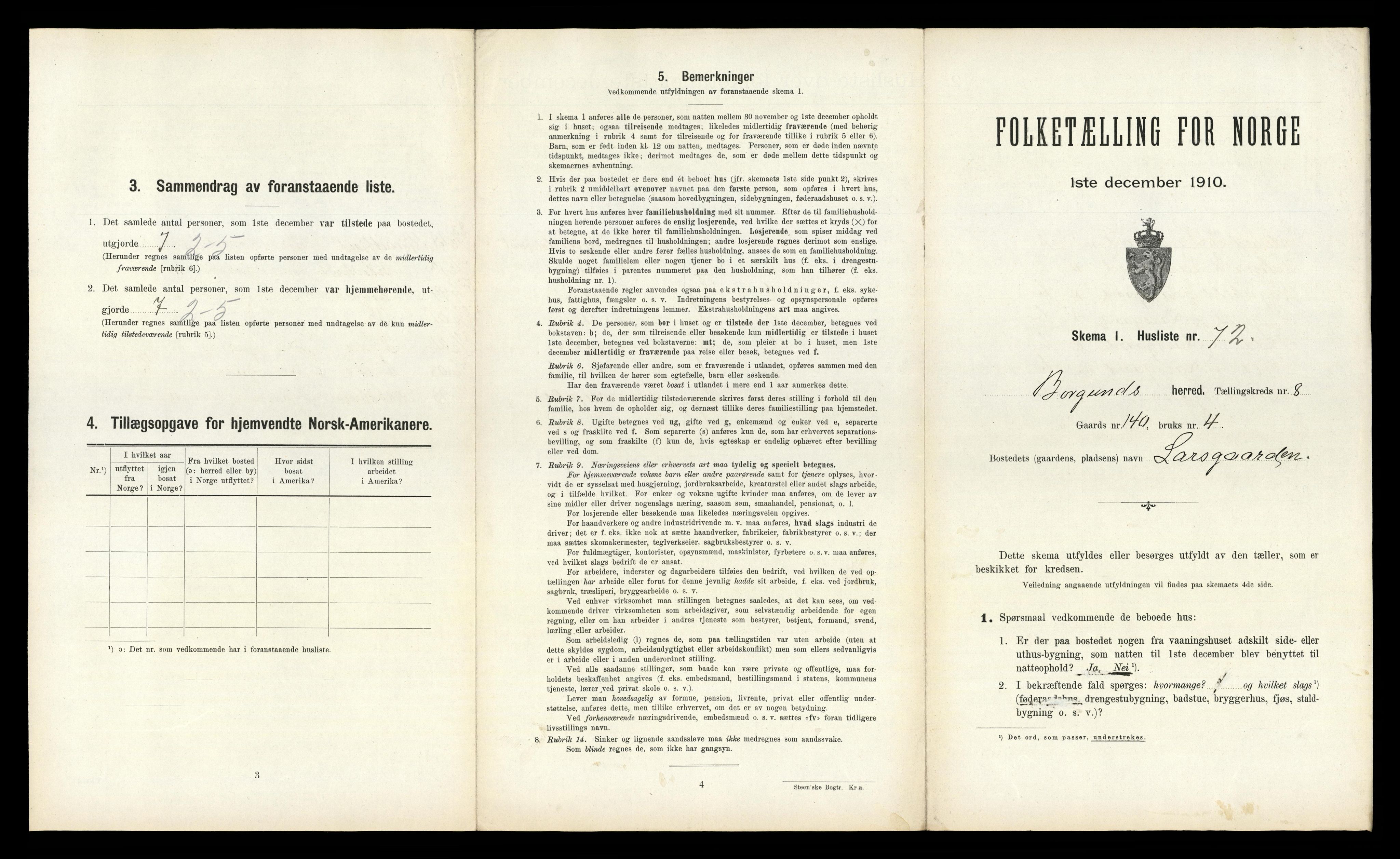 RA, 1910 census for Borgund, 1910, p. 803