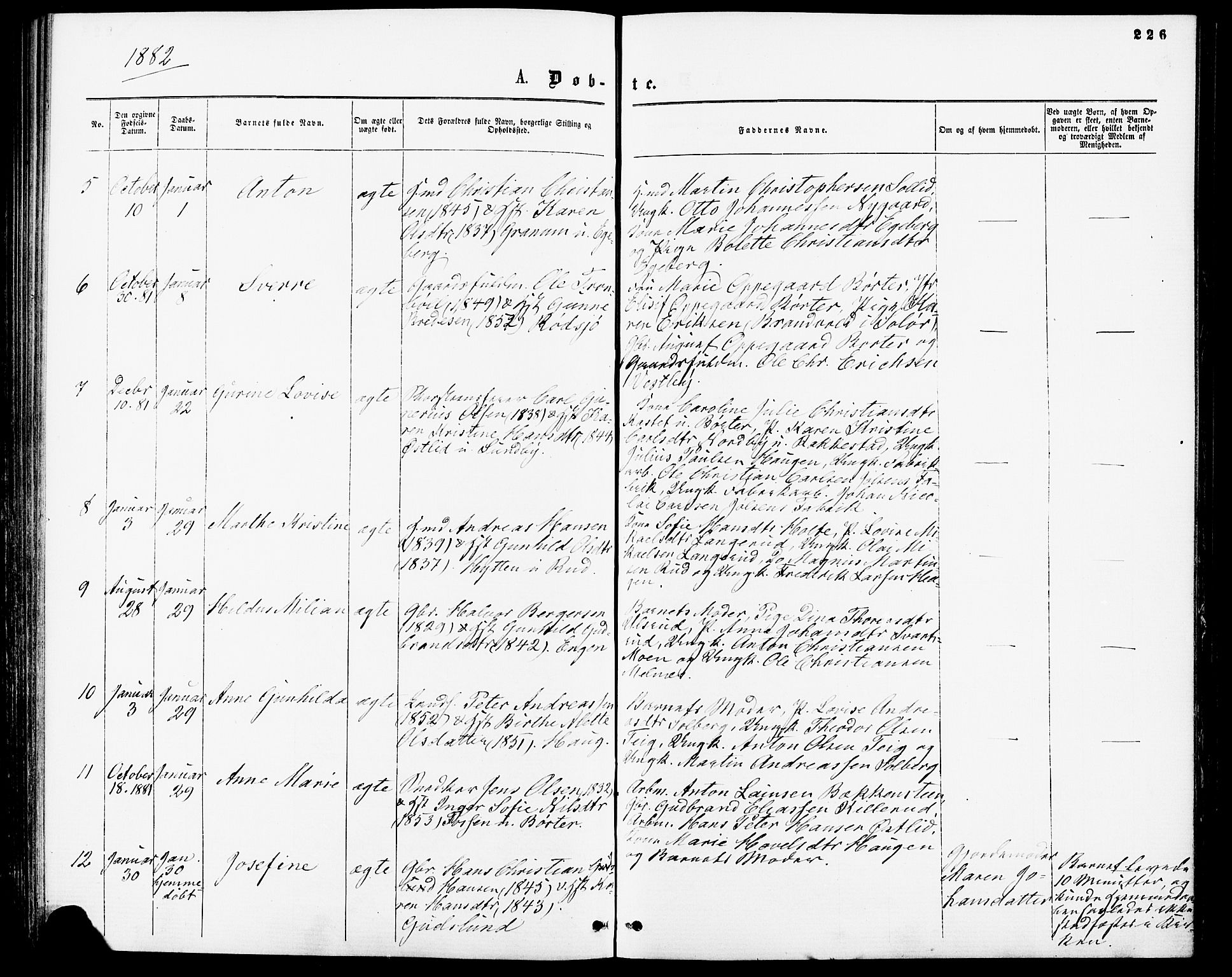 Enebakk prestekontor Kirkebøker, AV/SAO-A-10171c/F/Fa/L0011: Parish register (official) no. I 11, 1862-1882, p. 226