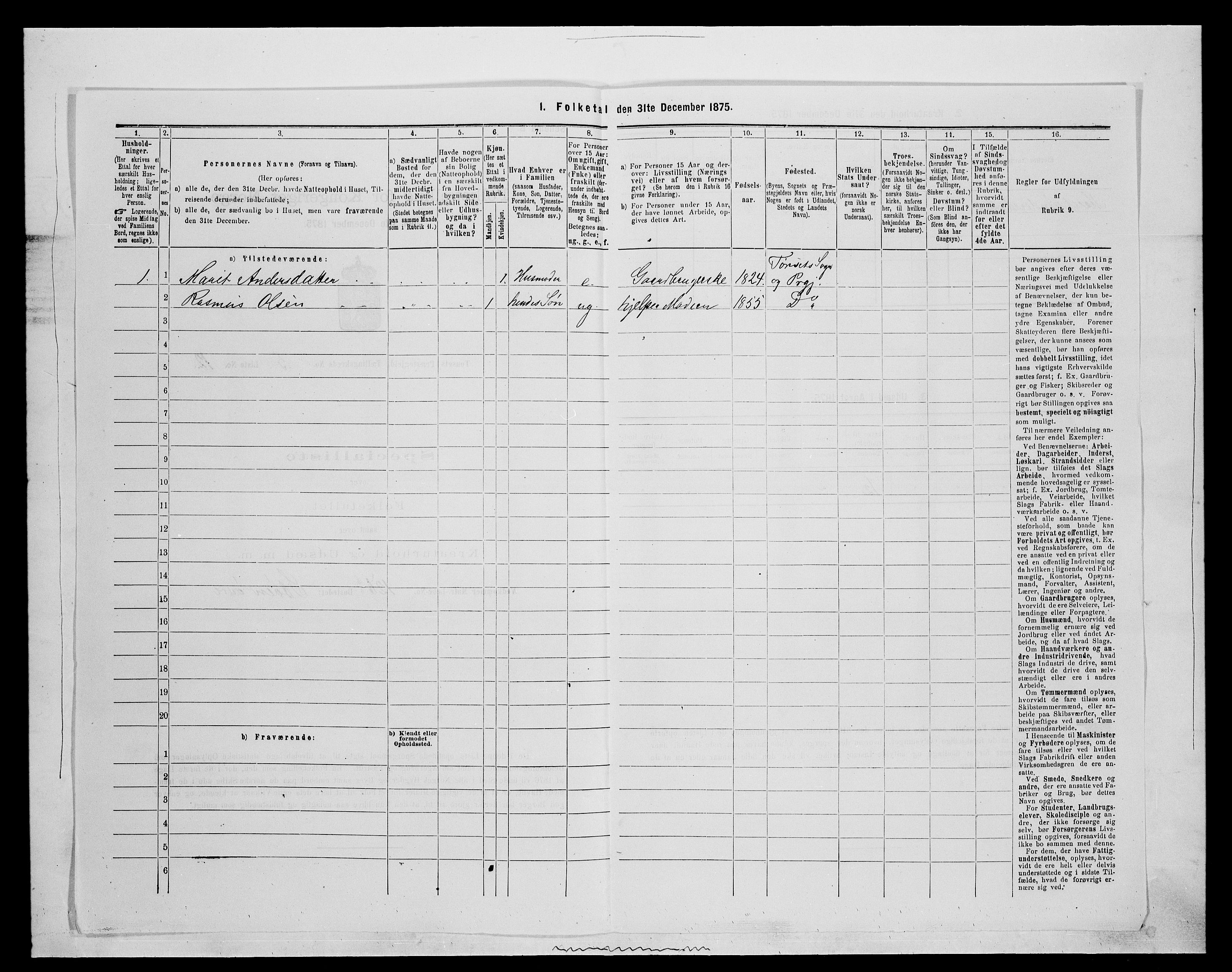 SAH, 1875 census for 0437P Tynset, 1875, p. 588